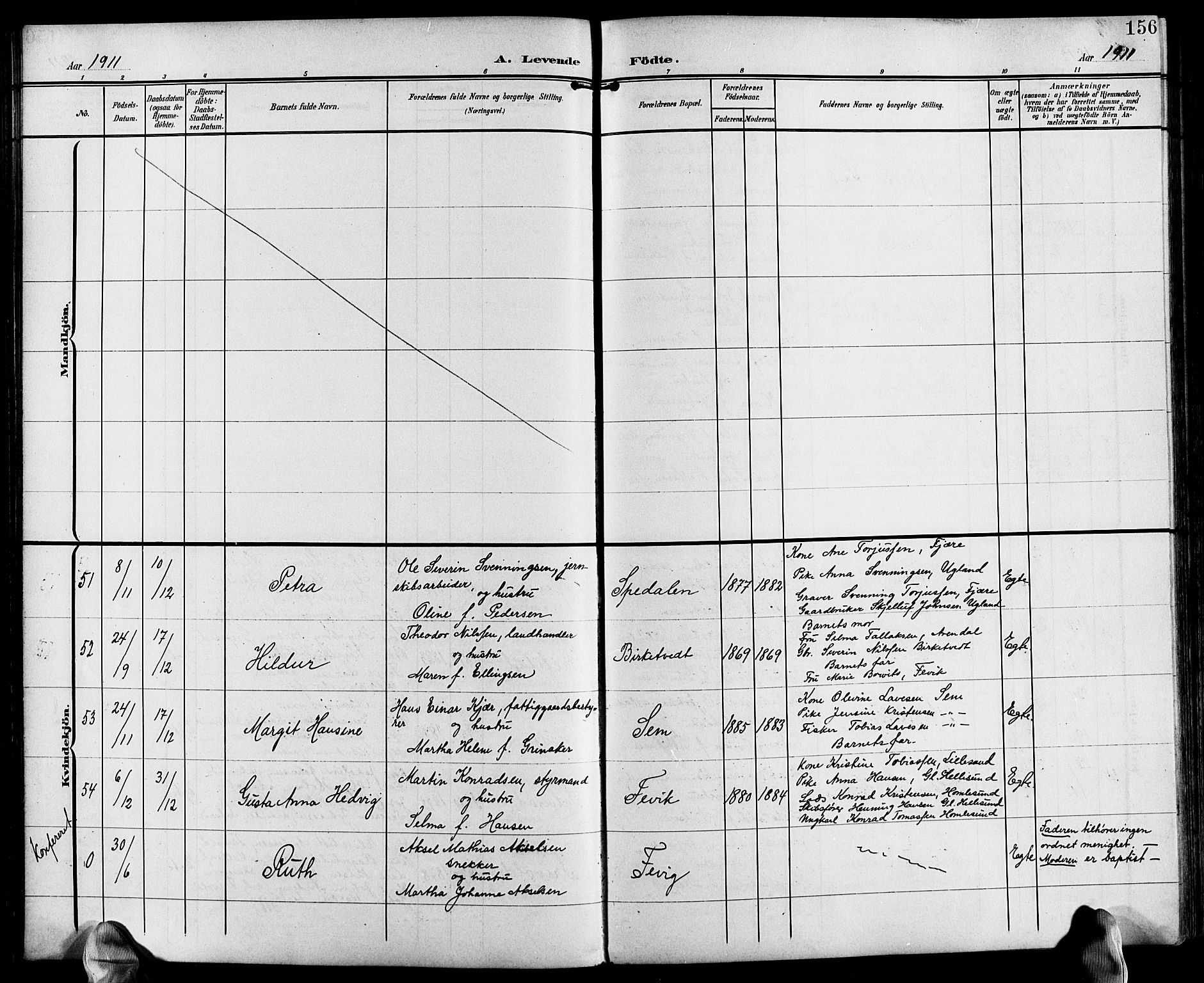 Fjære sokneprestkontor, SAK/1111-0011/F/Fb/L0012: Klokkerbok nr. B 12, 1902-1925, s. 156