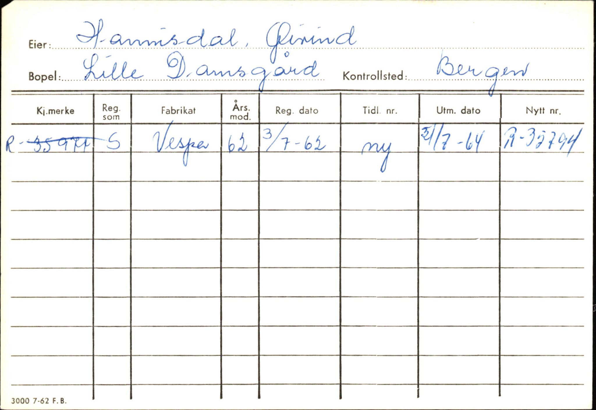 Statens vegvesen, Hordaland vegkontor, SAB/A-5201/2/Ha/L0018: R-eierkort H, 1920-1971, s. 862