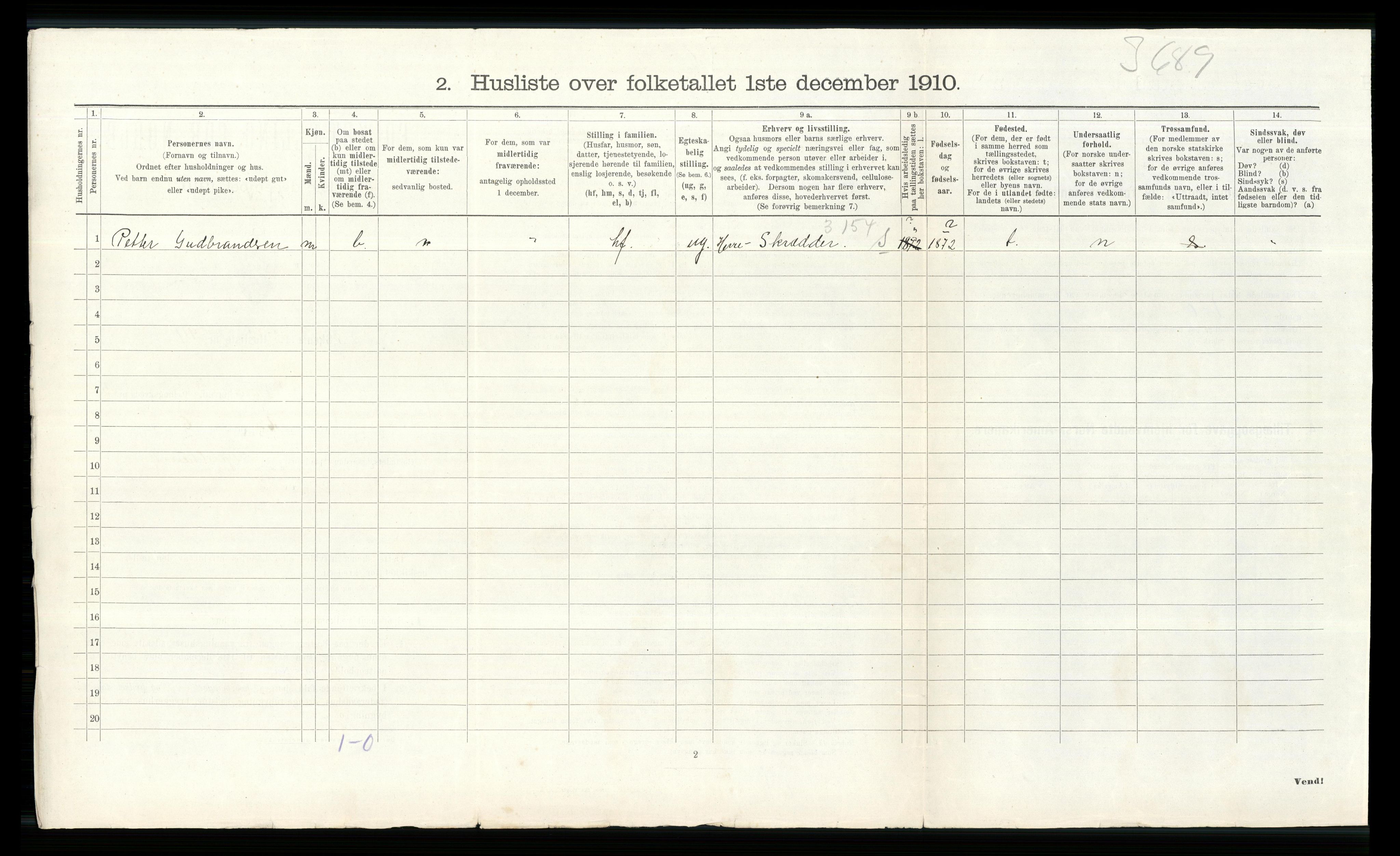 RA, Folketelling 1910 for 0534 Gran herred, 1910, s. 1060