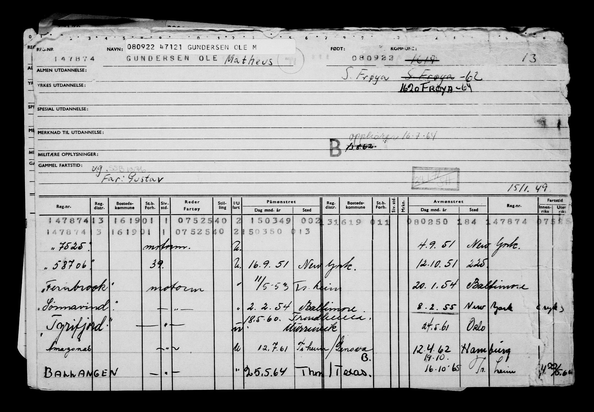 Direktoratet for sjømenn, RA/S-3545/G/Gb/L0210: Hovedkort, 1922, s. 481