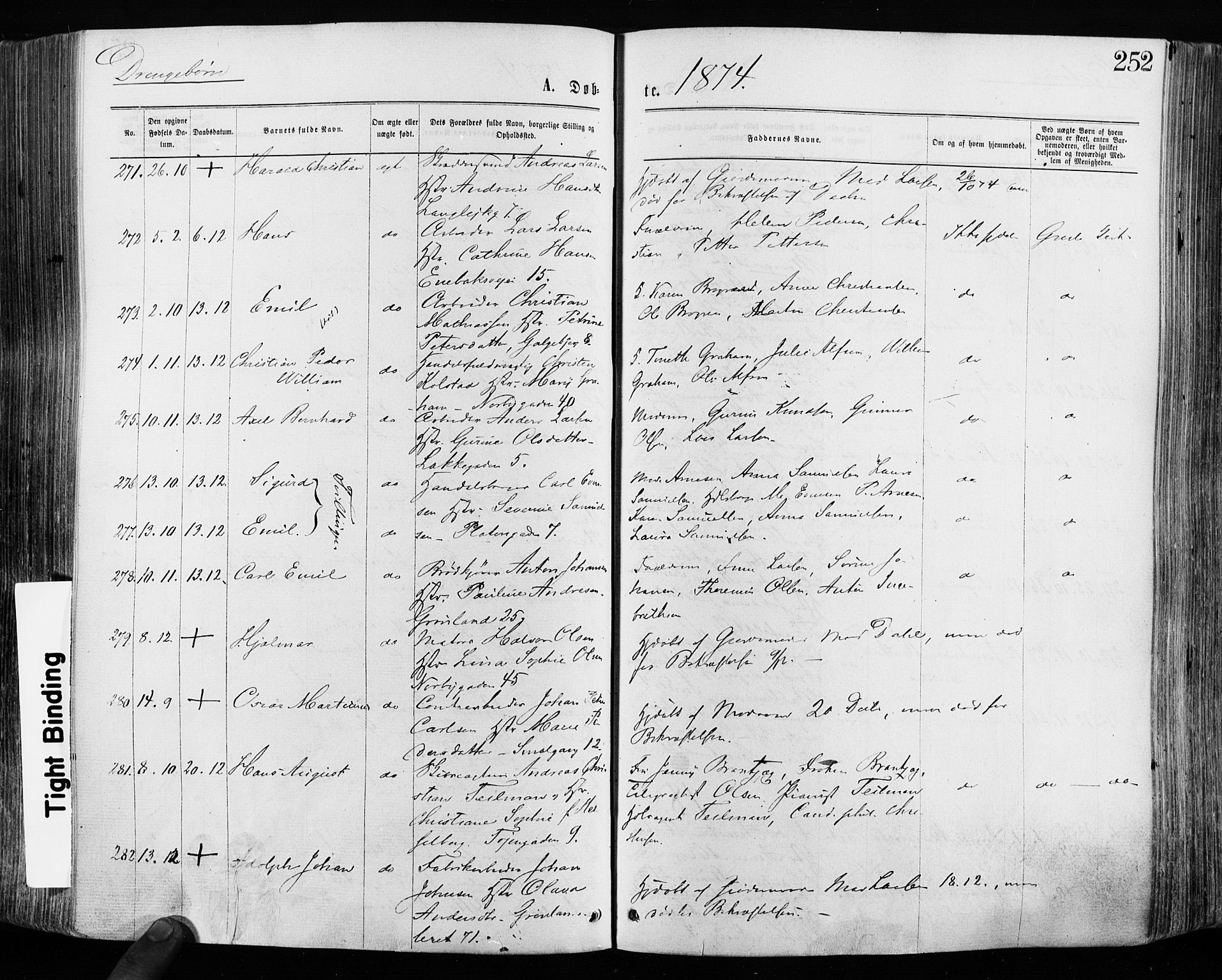 Grønland prestekontor Kirkebøker, SAO/A-10848/F/Fa/L0004: Ministerialbok nr. 4, 1869-1880, s. 252