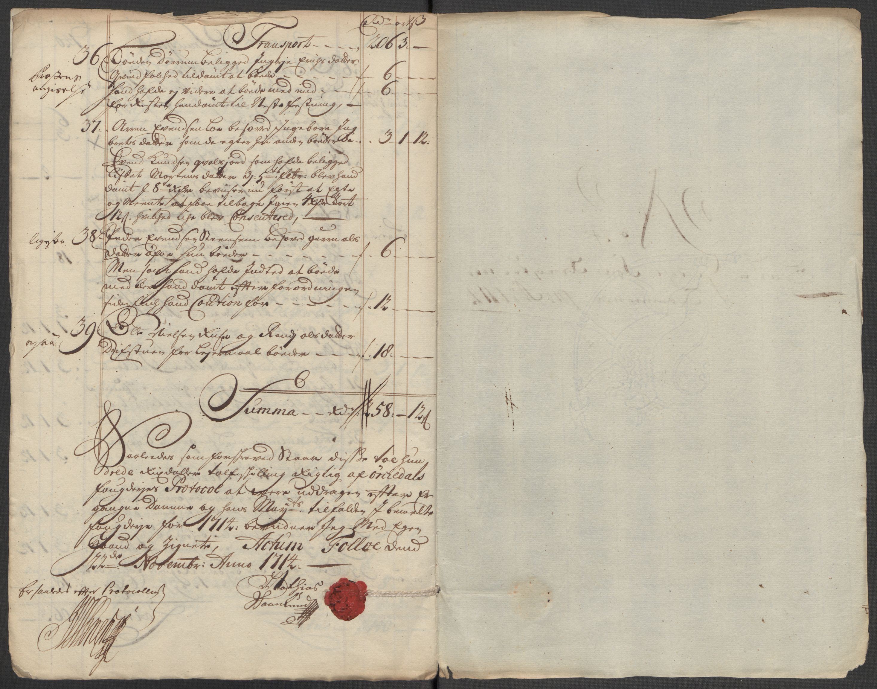 Rentekammeret inntil 1814, Reviderte regnskaper, Fogderegnskap, AV/RA-EA-4092/R60/L3965: Fogderegnskap Orkdal og Gauldal, 1714, s. 207