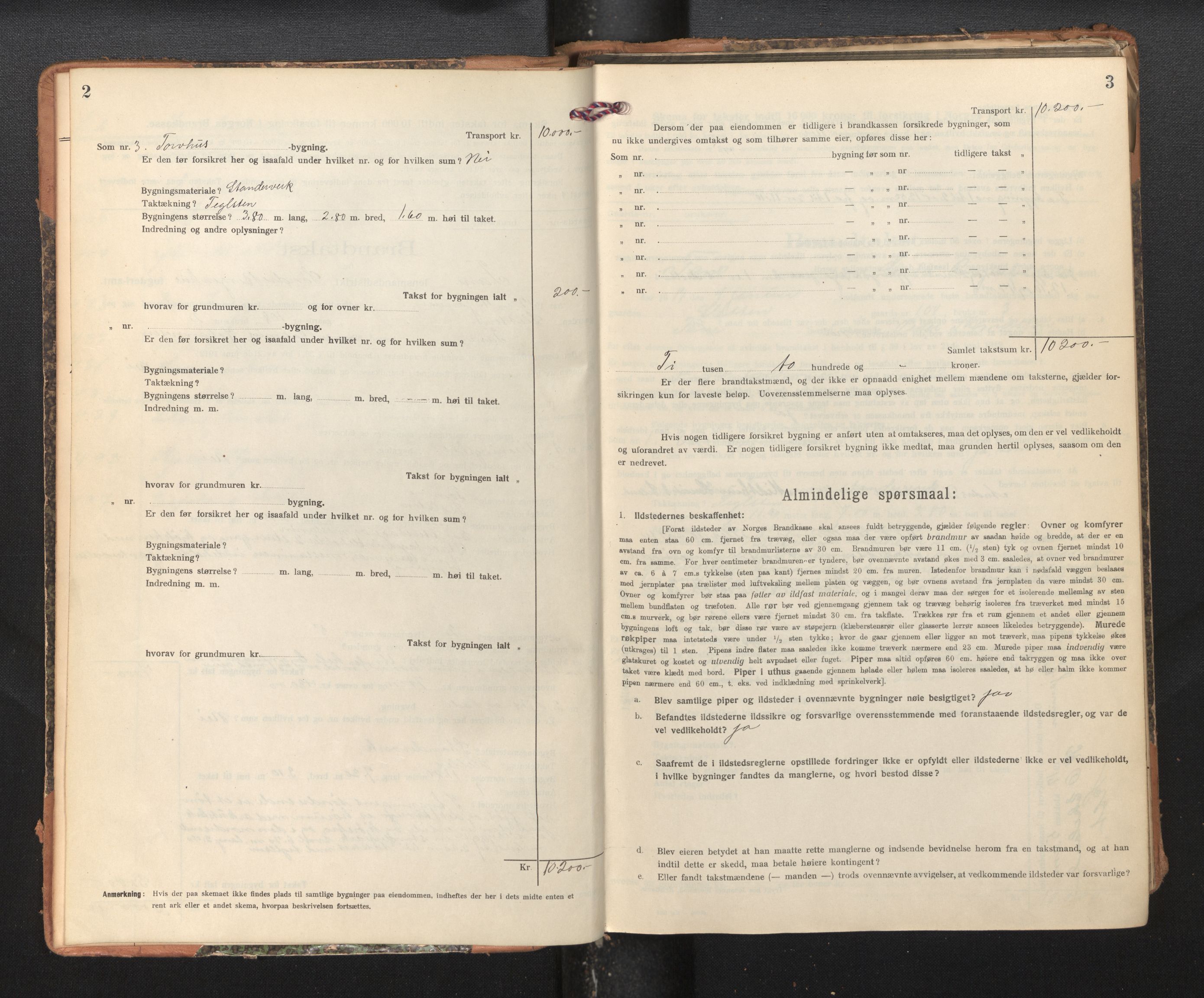 Lensmannen i Fana, SAB/A-31801/0012/L0021: Branntakstprotokoll skjematakst, 1916-1923, s. 2-3