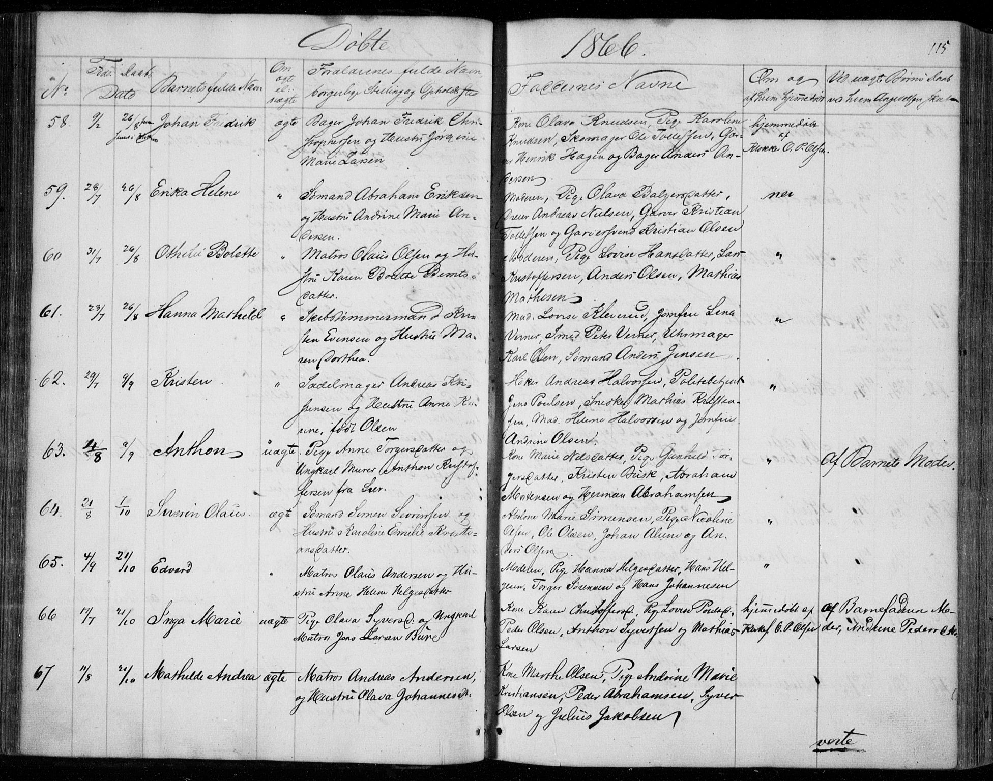 Holmestrand kirkebøker, AV/SAKO-A-346/F/Fa/L0002: Ministerialbok nr. 2, 1840-1866, s. 115