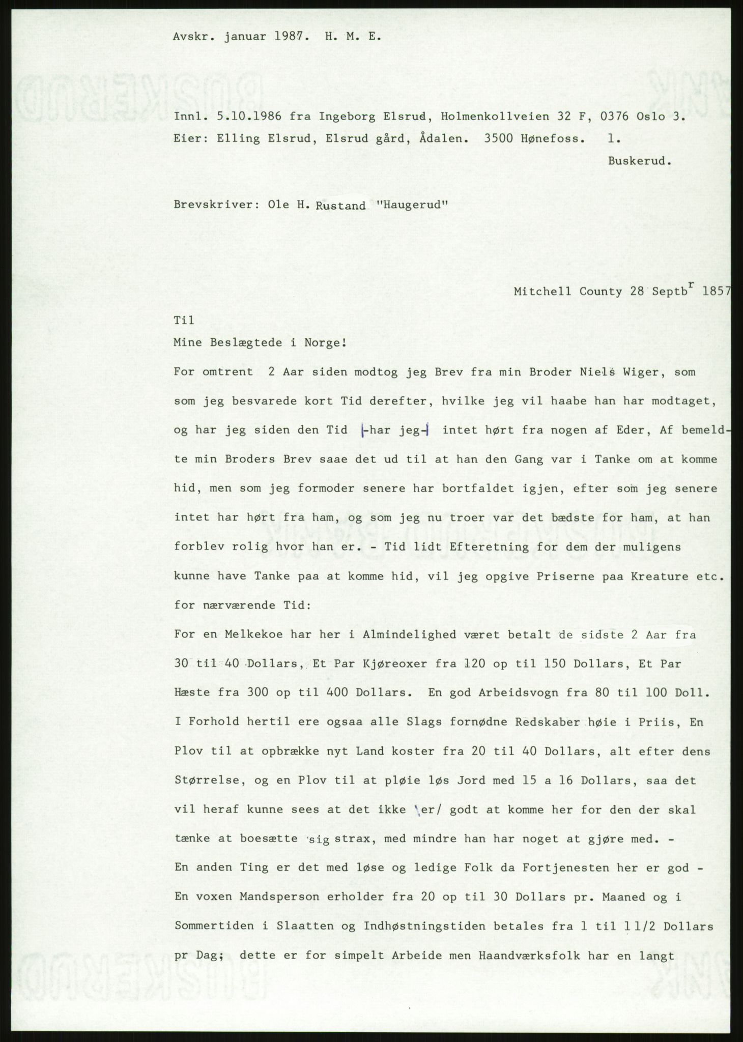 Samlinger til kildeutgivelse, Amerikabrevene, AV/RA-EA-4057/F/L0018: Innlån fra Buskerud: Elsrud, 1838-1914, s. 1149