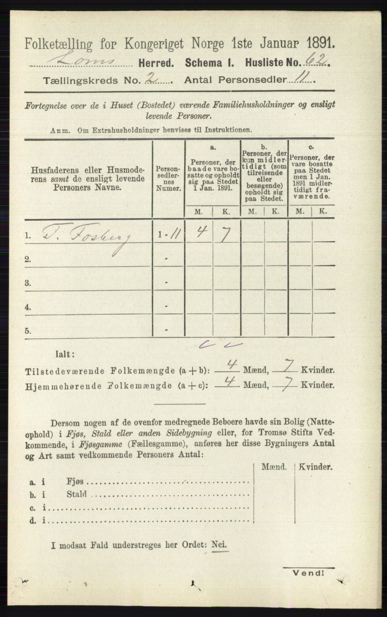 RA, Folketelling 1891 for 0514 Lom herred, 1891, s. 780