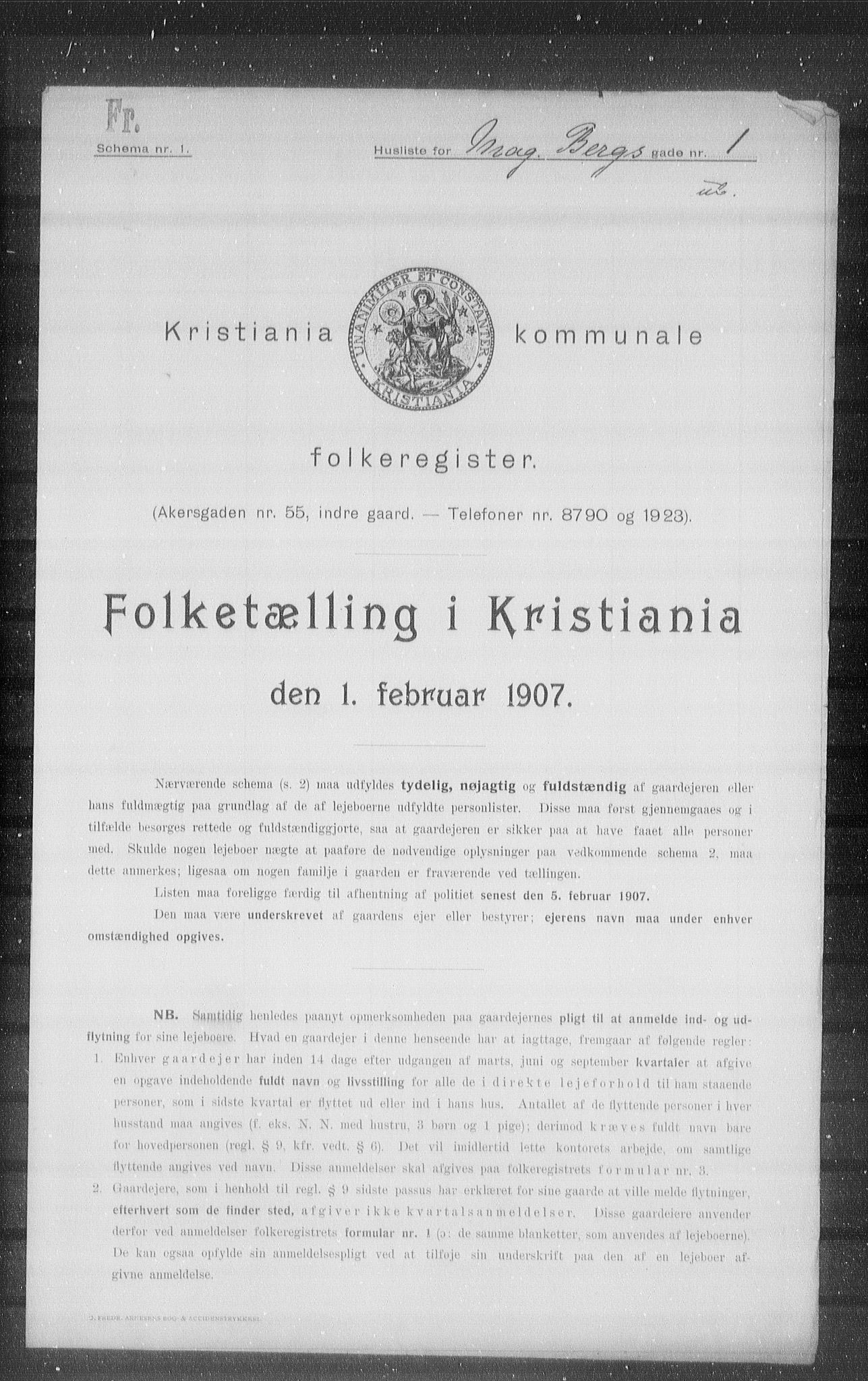 OBA, Kommunal folketelling 1.2.1907 for Kristiania kjøpstad, 1907, s. 30158