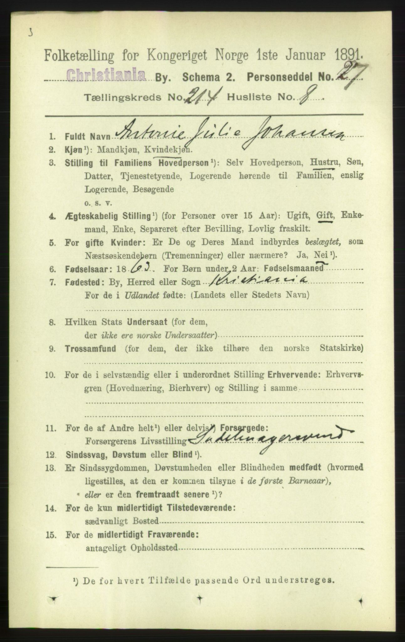 RA, Folketelling 1891 for 0301 Kristiania kjøpstad, 1891, s. 127638