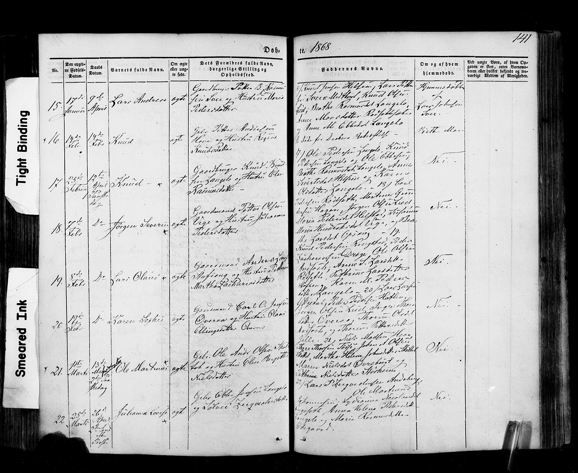 Ministerialprotokoller, klokkerbøker og fødselsregistre - Møre og Romsdal, AV/SAT-A-1454/520/L0275: Ministerialbok nr. 520A05, 1844-1881, s. 141