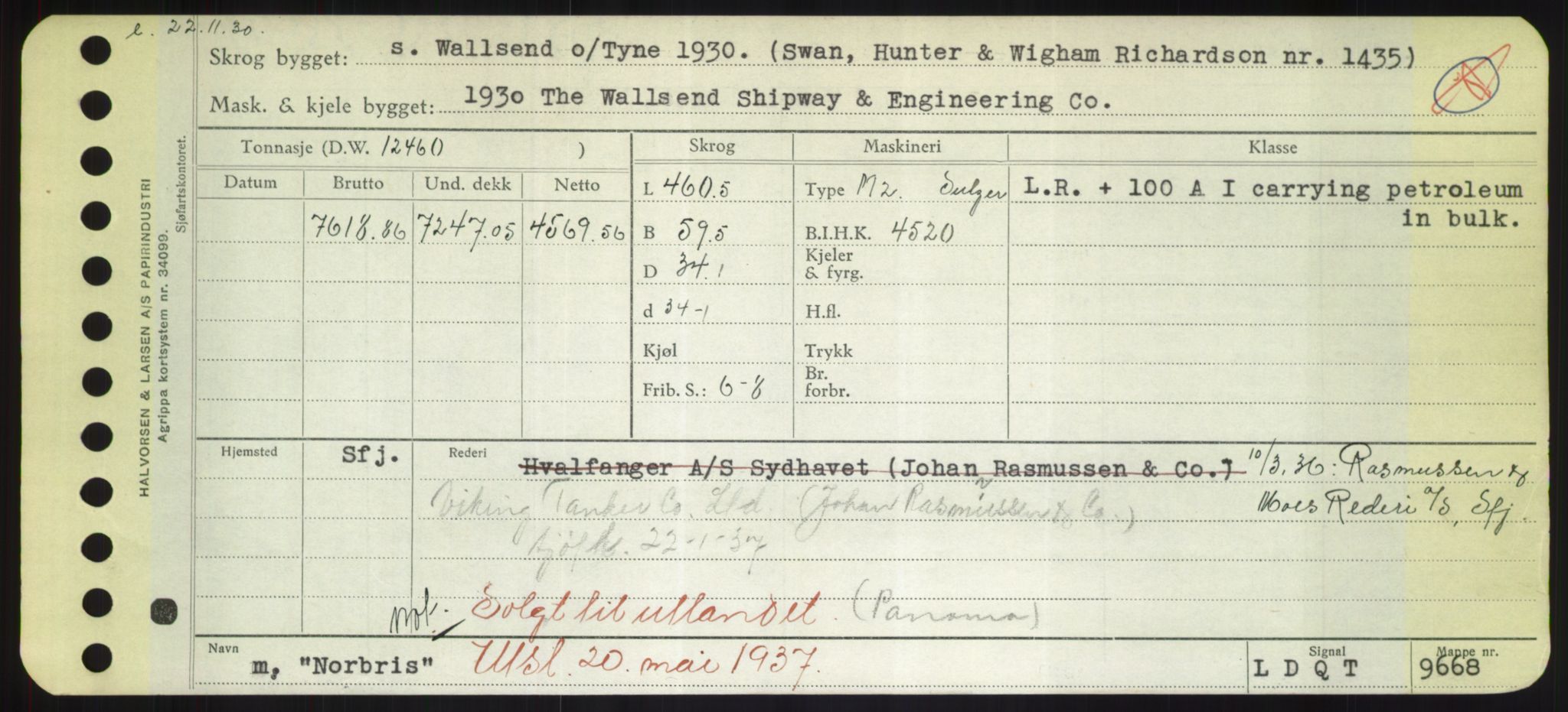 Sjøfartsdirektoratet med forløpere, Skipsmålingen, AV/RA-S-1627/H/Hd/L0026: Fartøy, N-Norhol, s. 395