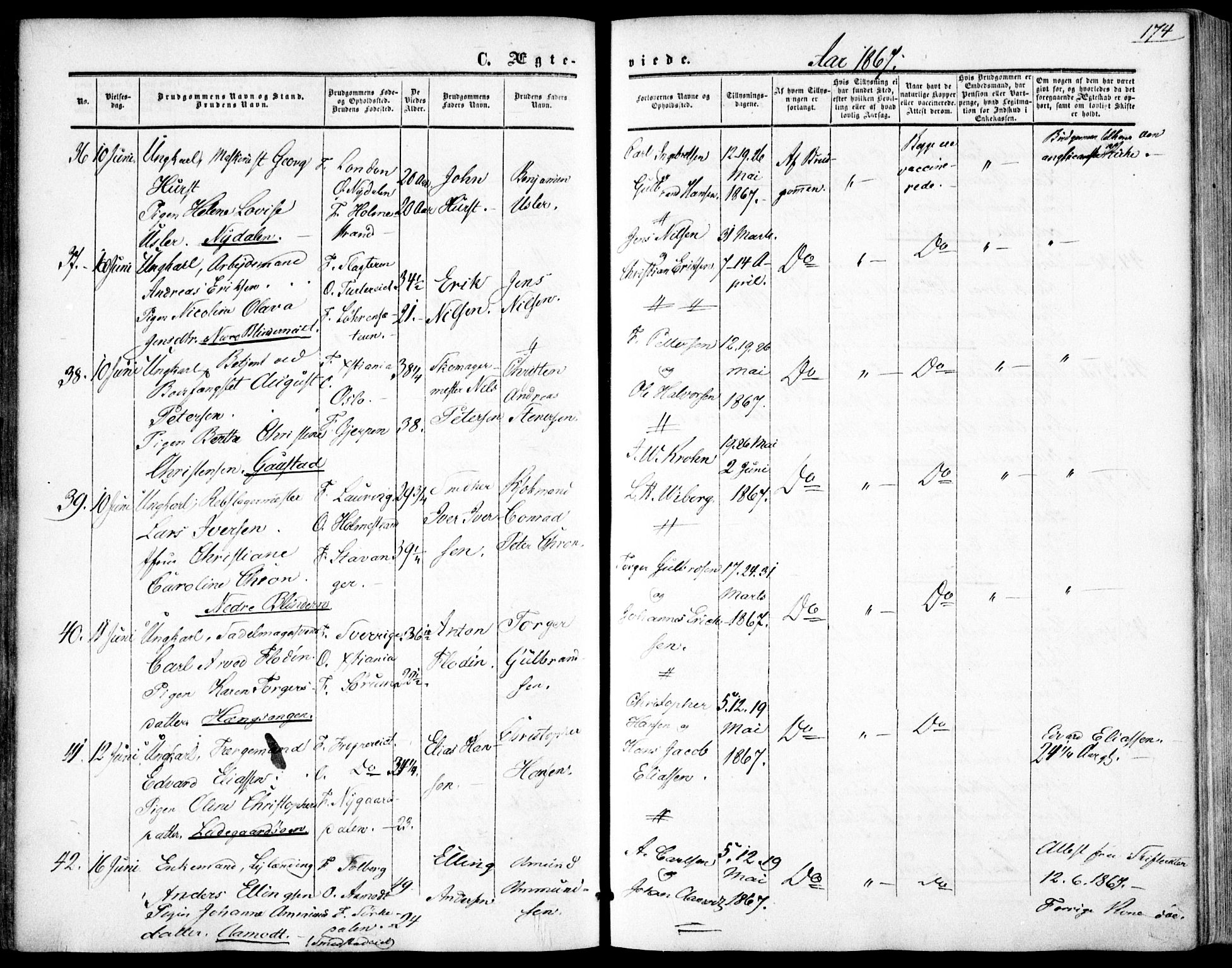 Vestre Aker prestekontor Kirkebøker, AV/SAO-A-10025/F/Fa/L0002: Ministerialbok nr. 2, 1855-1877, s. 174