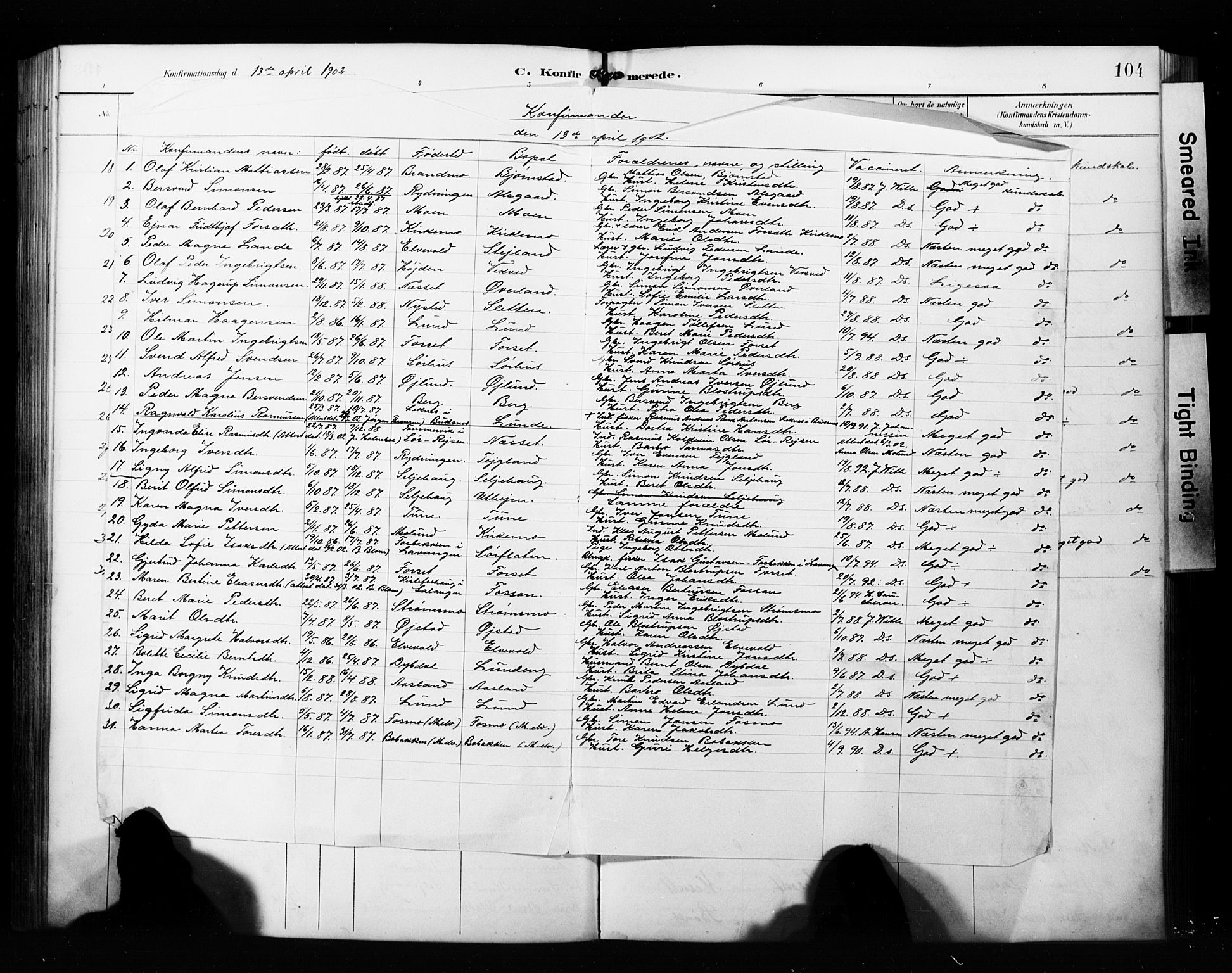 Målselv sokneprestembete, AV/SATØ-S-1311/G/Ga/Gab/L0008klokker: Klokkerbok nr. 8, 1895-1913, s. 104