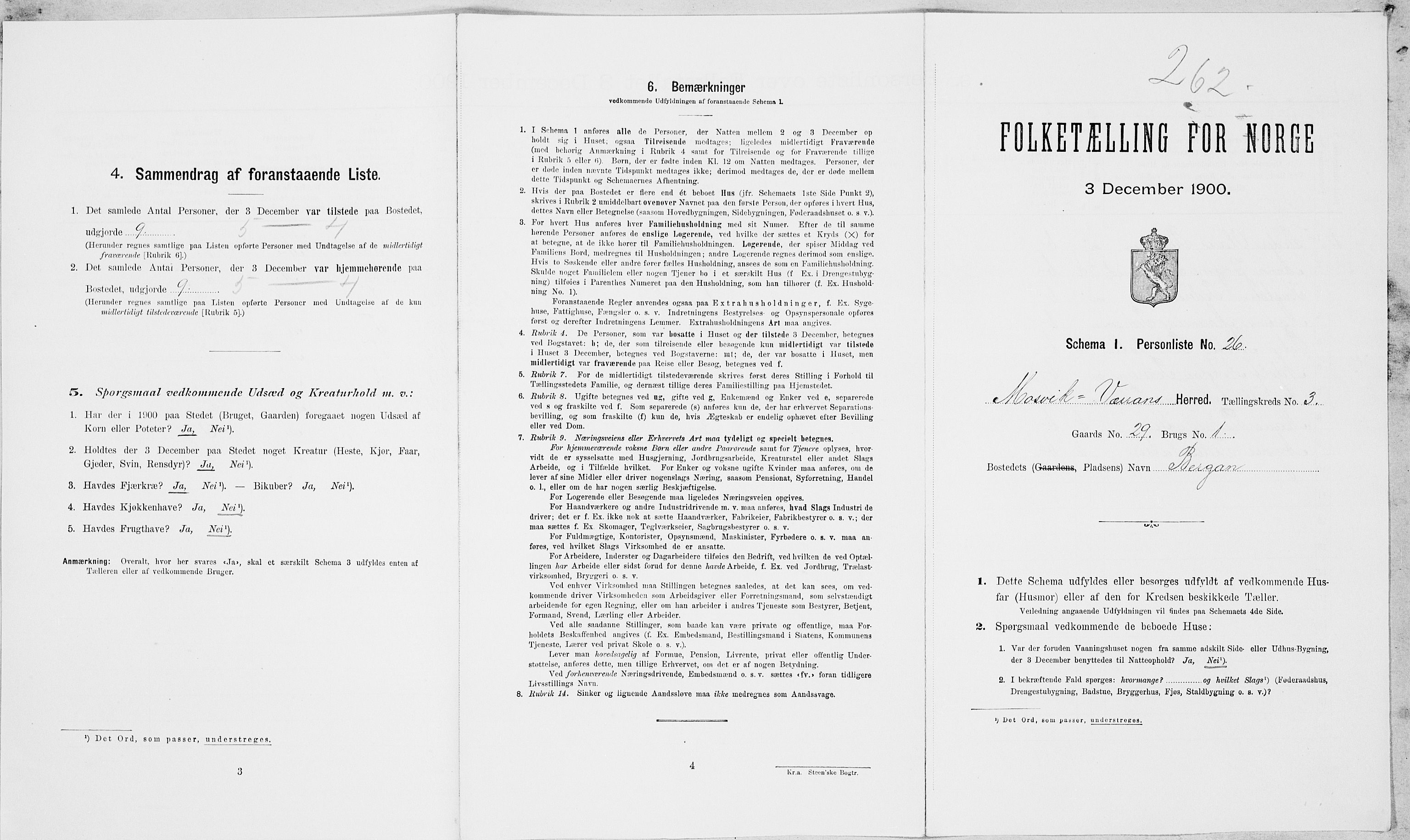 SAT, Folketelling 1900 for 1723 Mosvik og Verran herred, 1900, s. 319
