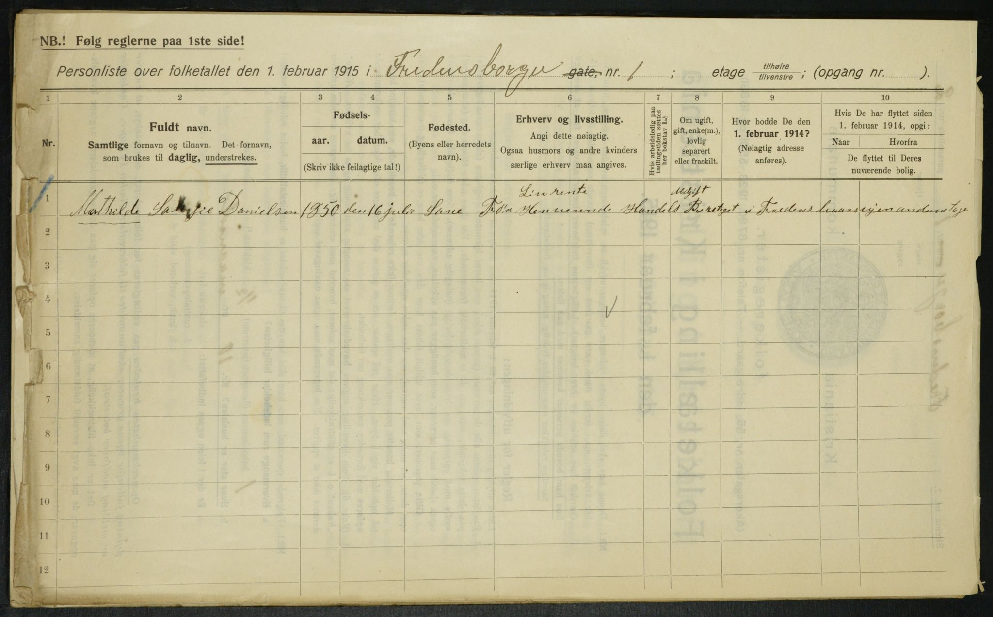 OBA, Kommunal folketelling 1.2.1915 for Kristiania, 1915, s. 25025