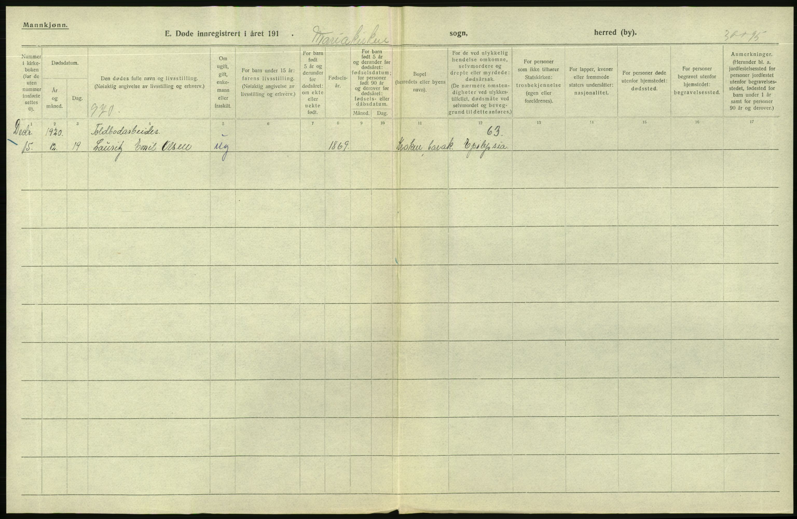 Statistisk sentralbyrå, Sosiodemografiske emner, Befolkning, AV/RA-S-2228/D/Df/Dfb/Dfbj/L0042: Bergen: Gifte, døde, dødfødte., 1920, s. 504