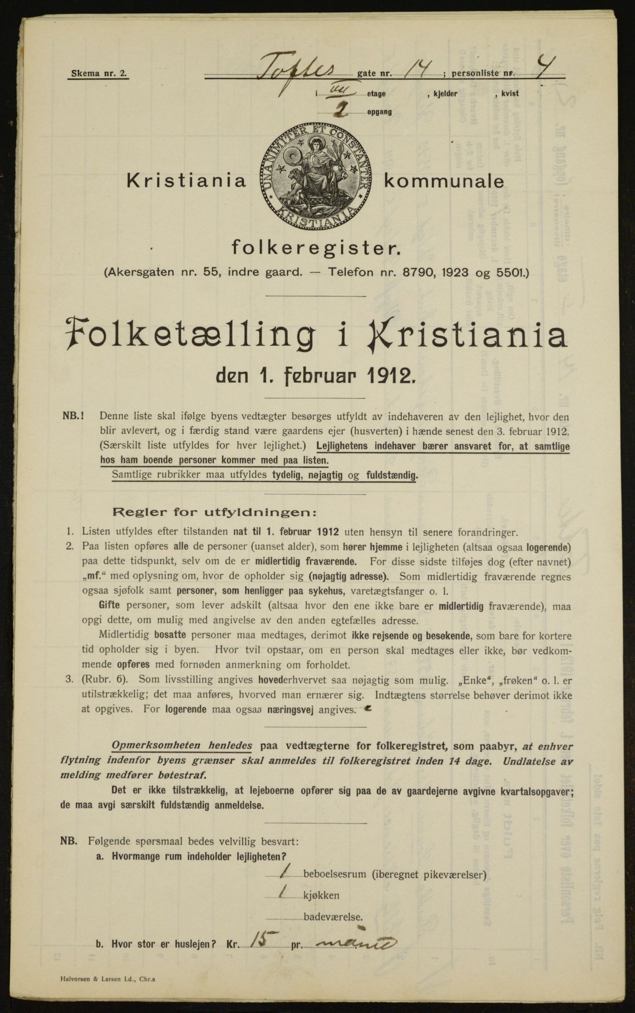 OBA, Kommunal folketelling 1.2.1912 for Kristiania, 1912, s. 111551