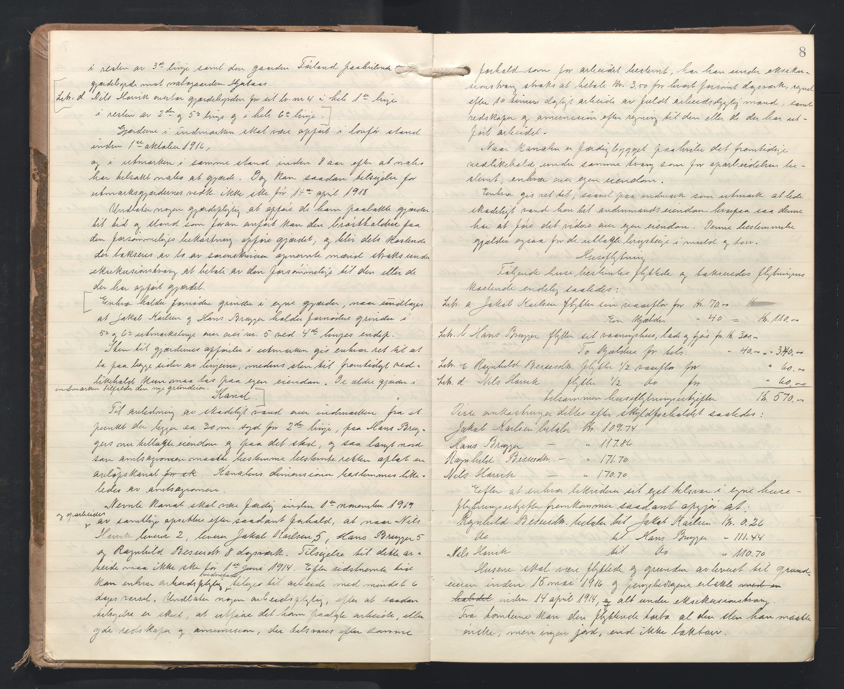 Hordaland jordskiftedøme - I Nordhordland jordskiftedistrikt, AV/SAB-A-6801/A/Aa/L0020: Forhandlingsprotokoll, 1913-1919, s. 7b-8a