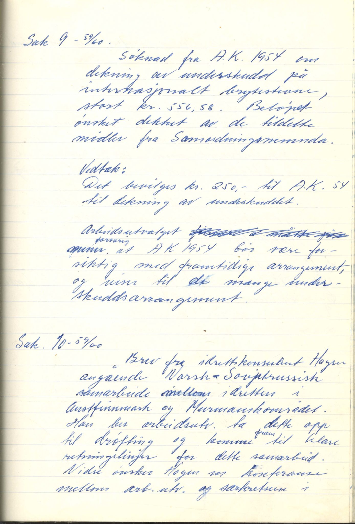 Aust-Finnmark Idrettskrets , FMFB/A-1041/A/L0005: Møteprotokoll for styre, ting og arbeidsutvalg, 1958-1963, s. 88