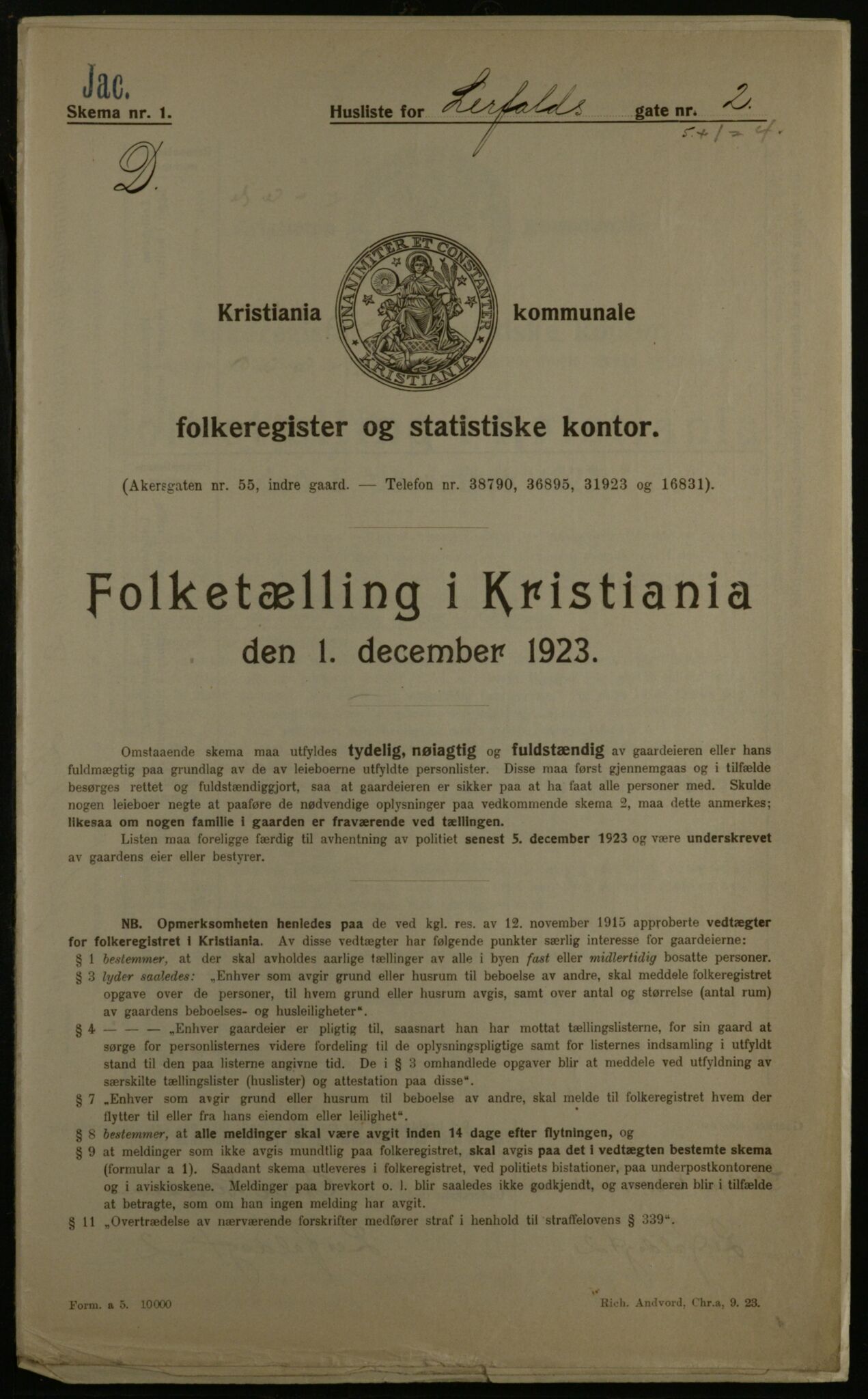 OBA, Kommunal folketelling 1.12.1923 for Kristiania, 1923, s. 63502