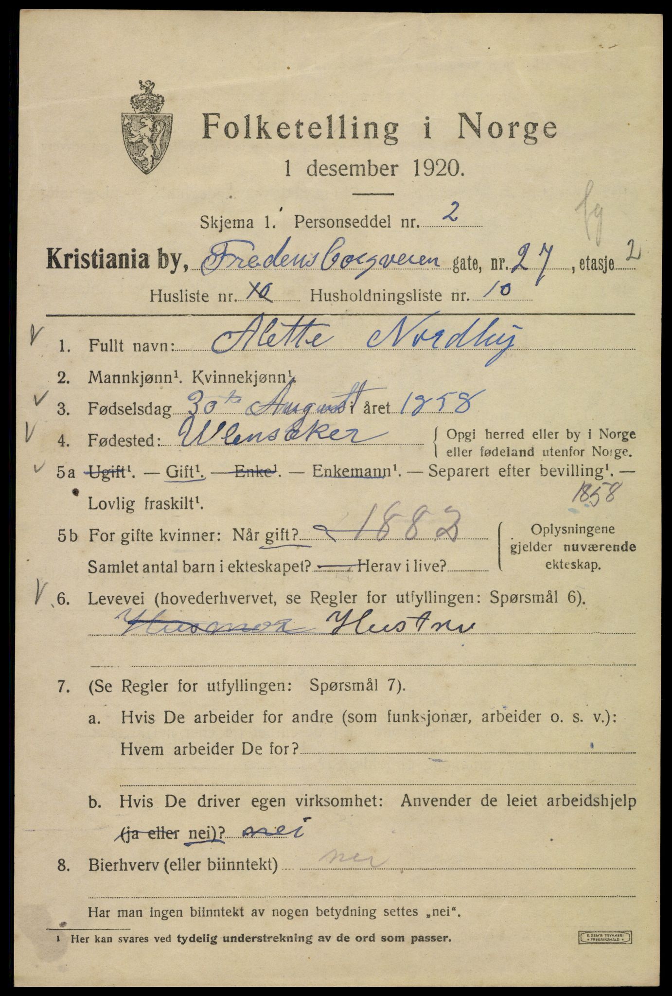 SAO, Folketelling 1920 for 0301 Kristiania kjøpstad, 1920, s. 235591