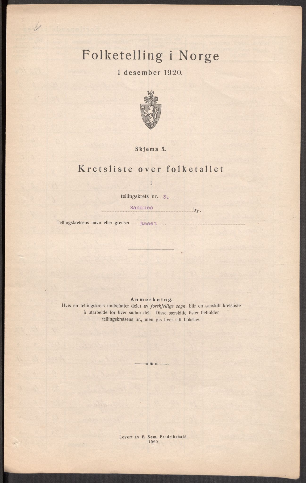 SAST, Folketelling 1920 for 1102 Sandnes ladested, 1920, s. 12