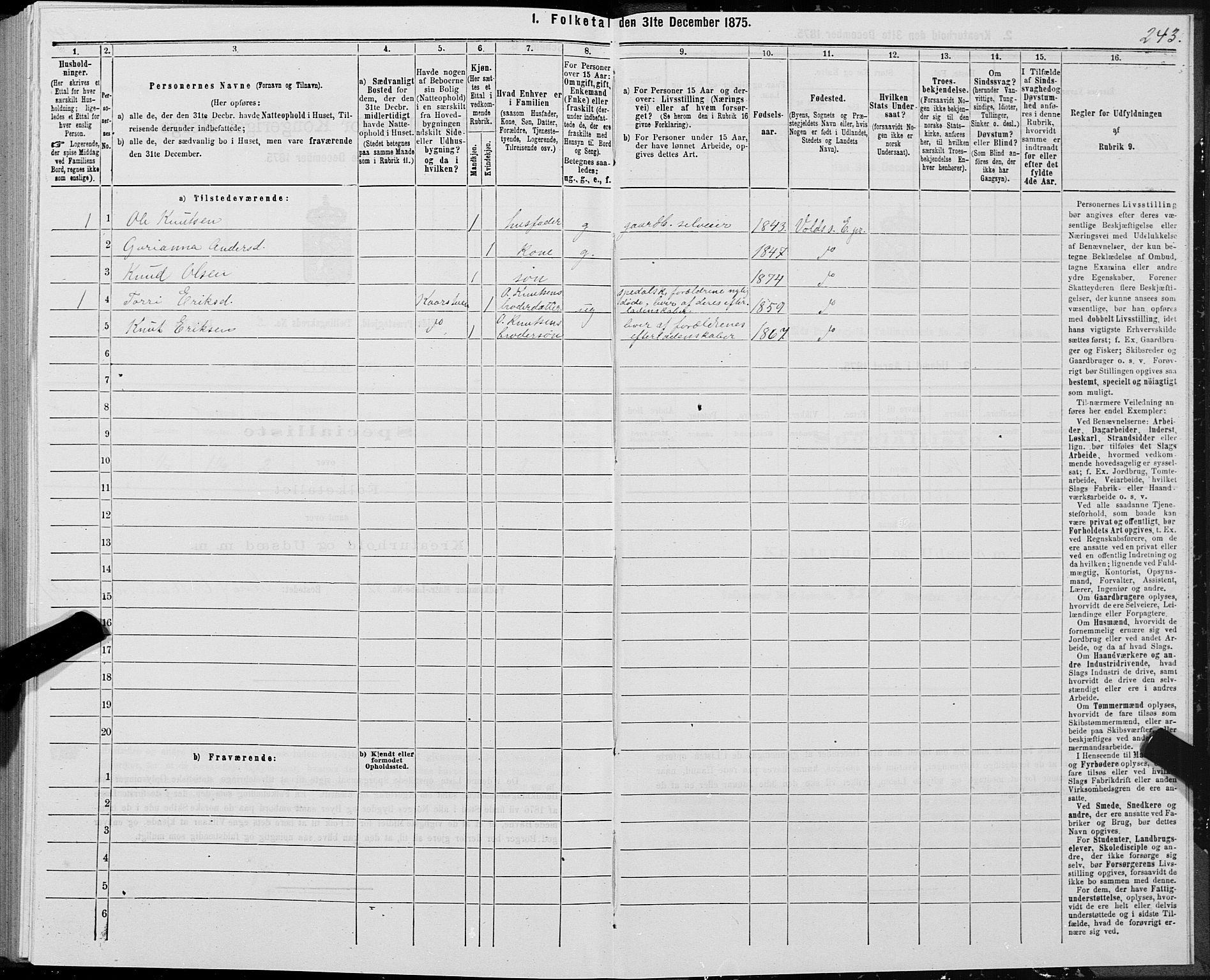 SAT, Folketelling 1875 for 1538P Eid prestegjeld, 1875, s. 1243