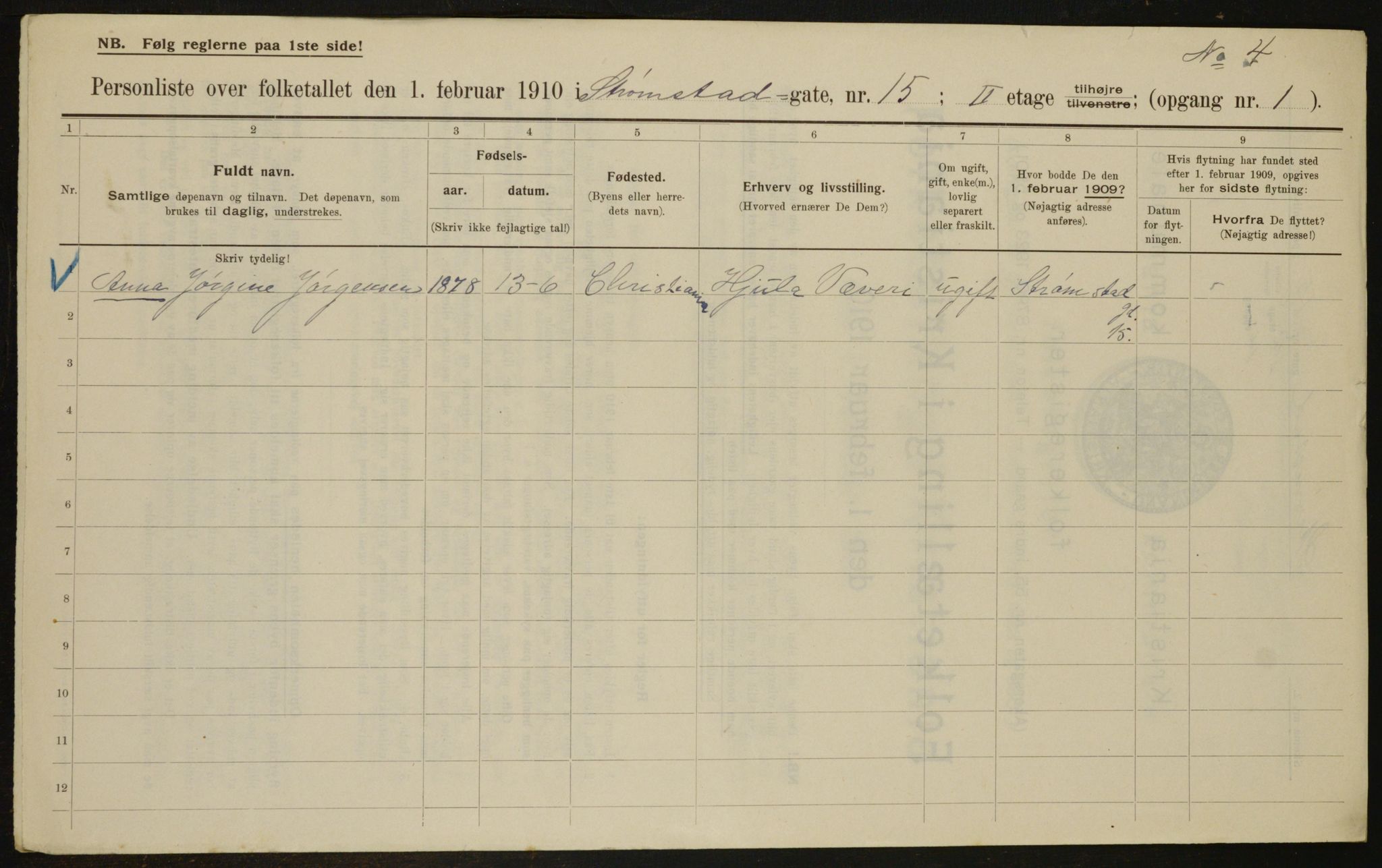 OBA, Kommunal folketelling 1.2.1910 for Kristiania, 1910, s. 98643