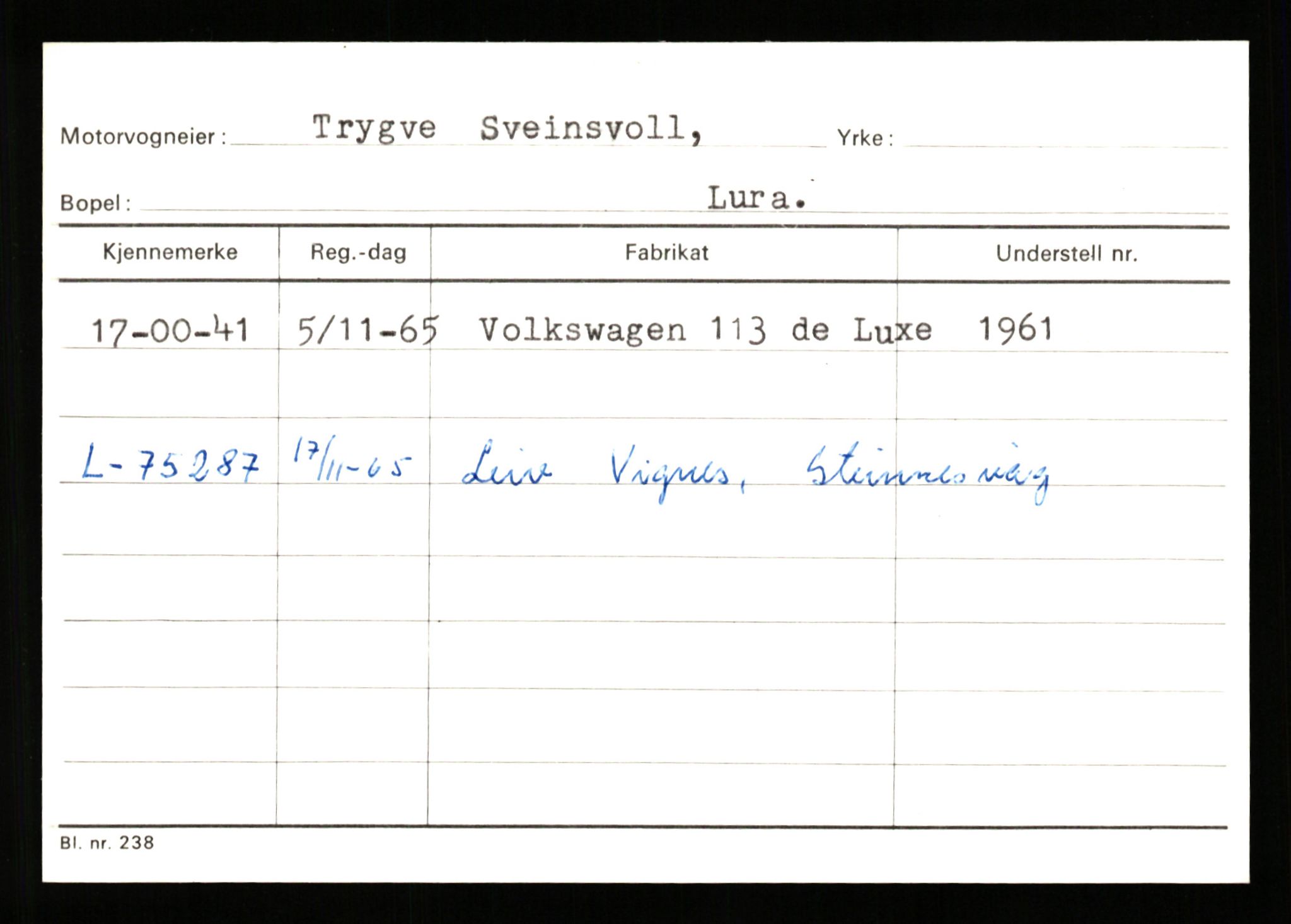 Stavanger trafikkstasjon, SAST/A-101942/0/G/L0010: Registreringsnummer: 130000 - 239953, 1930-1971, s. 1369