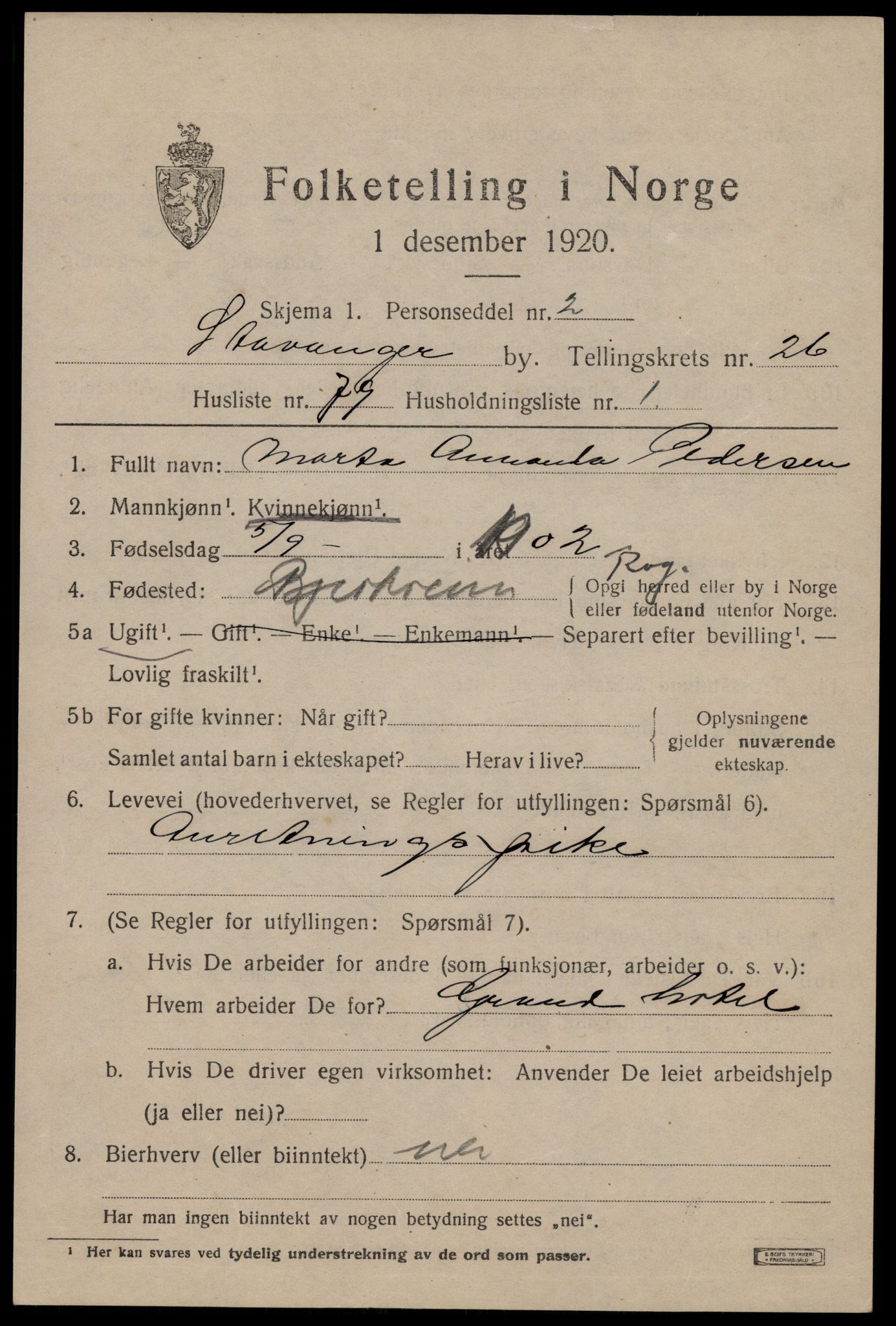 SAST, Folketelling 1920 for 1103 Stavanger kjøpstad, 1920, s. 78550