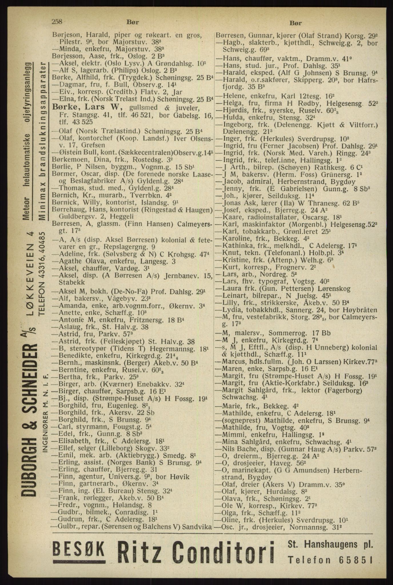 Kristiania/Oslo adressebok, PUBL/-, 1933, s. 258
