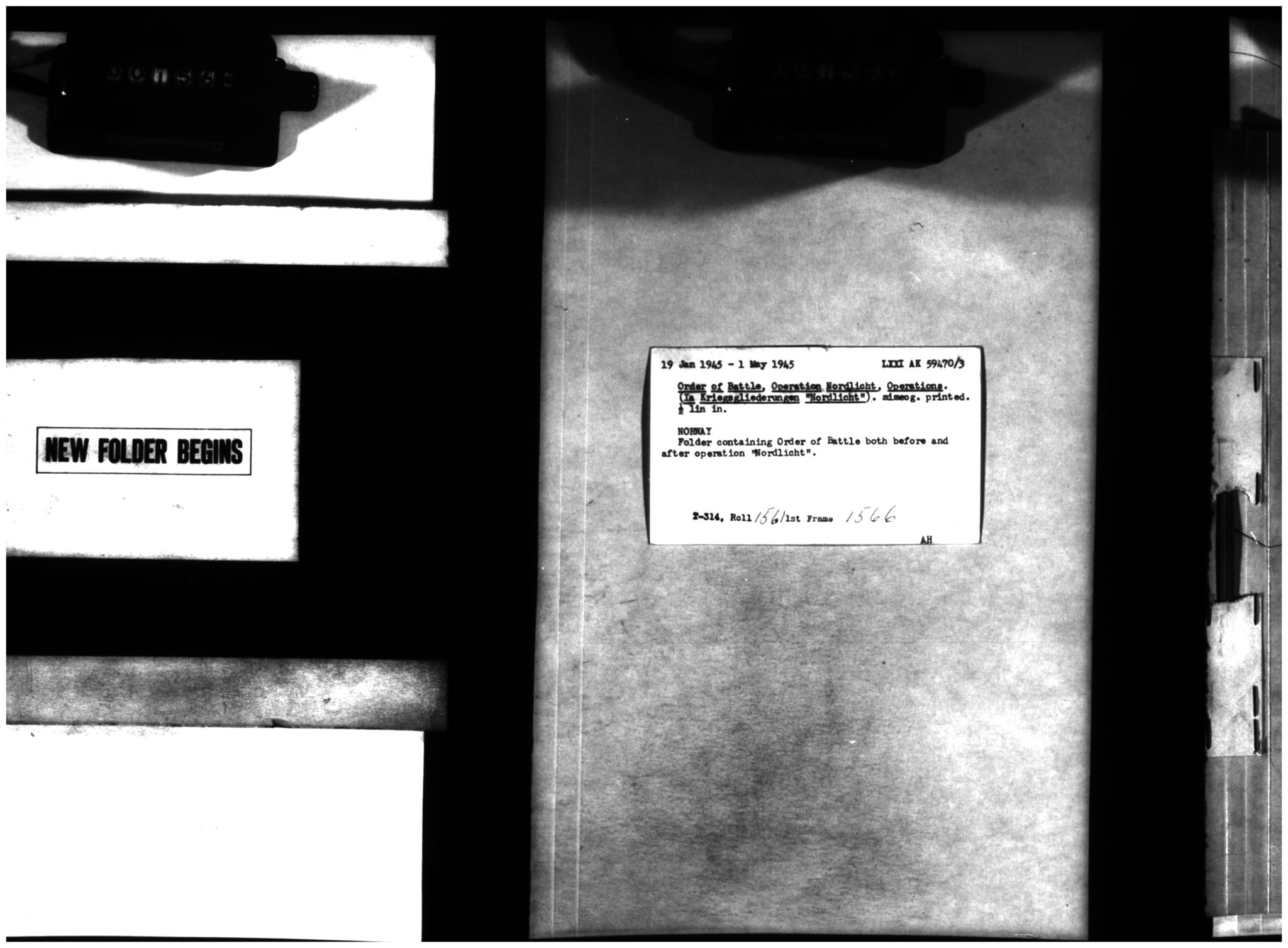Mikrofilmer (kopier). Captured German Records, VAMU/A-0050/0046 / T-314, rull 1561. Ia Kriegsgliederungen "Nordlicht", 1945