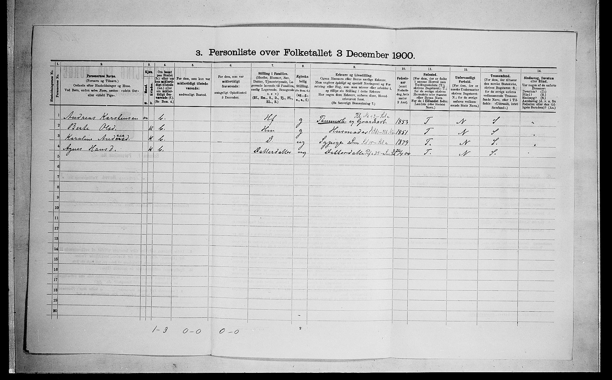 SAO, Folketelling 1900 for 0240 Feiring herred, 1900