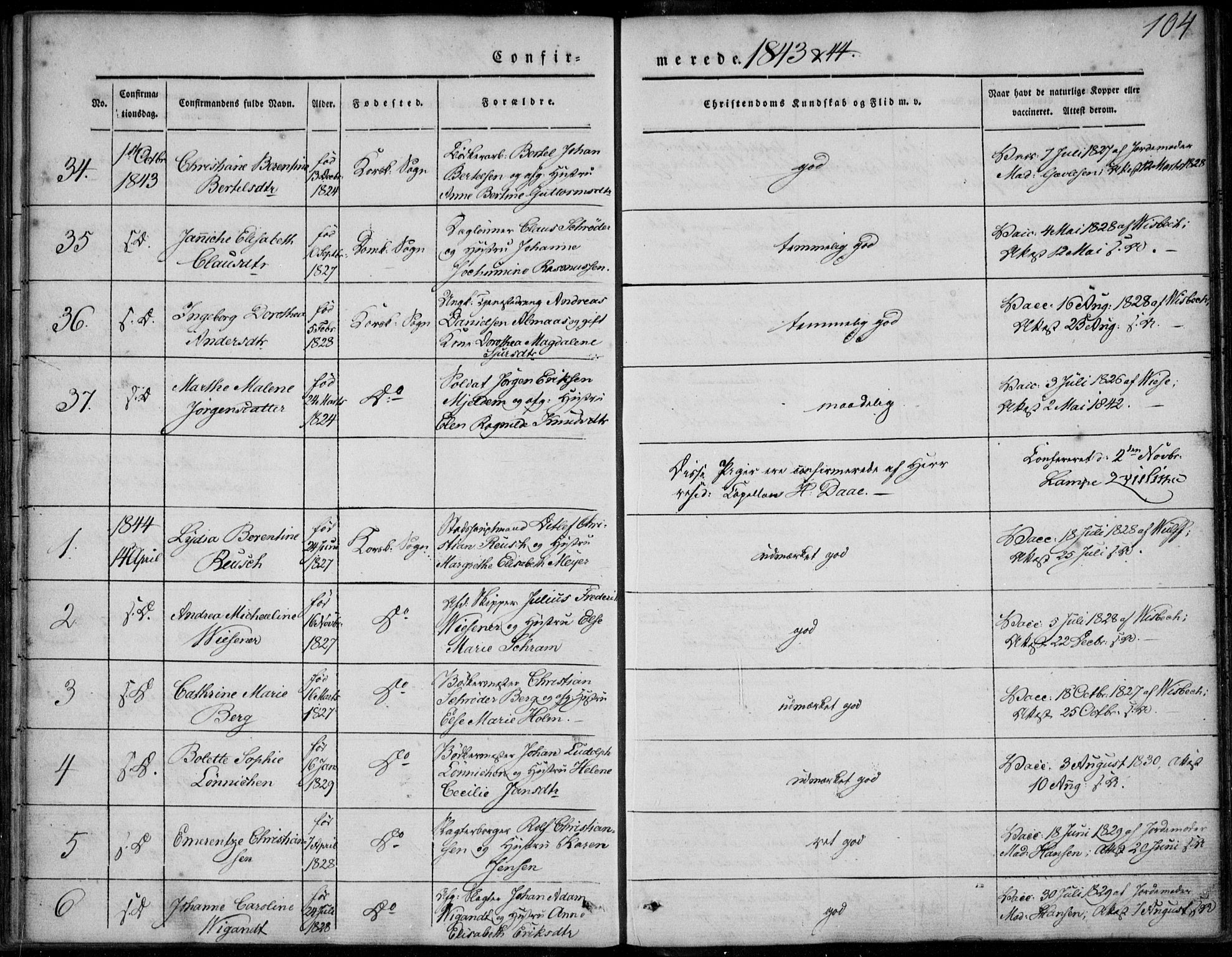 Korskirken sokneprestembete, SAB/A-76101/H/Haa/L0026: Ministerialbok nr. C 2, 1842-1854, s. 104