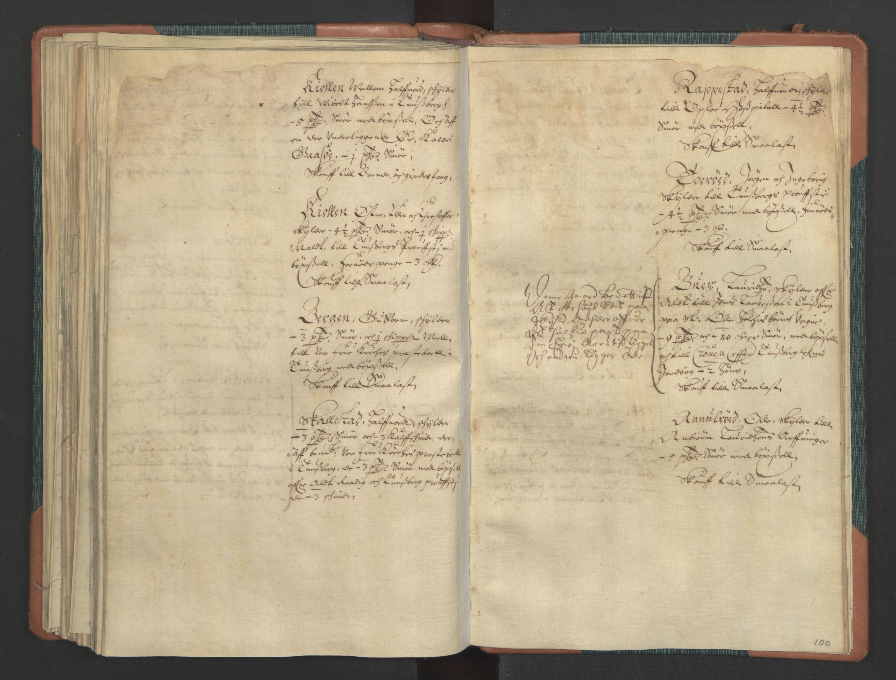 Rentekammeret inntil 1814, Realistisk ordnet avdeling, AV/RA-EA-4070/L/L0011: Tønsberg lagdømme. Alminnelig jordebok for Tønsberg len - Slagen og Arendal skipreider., 1661, s. 99b-100a