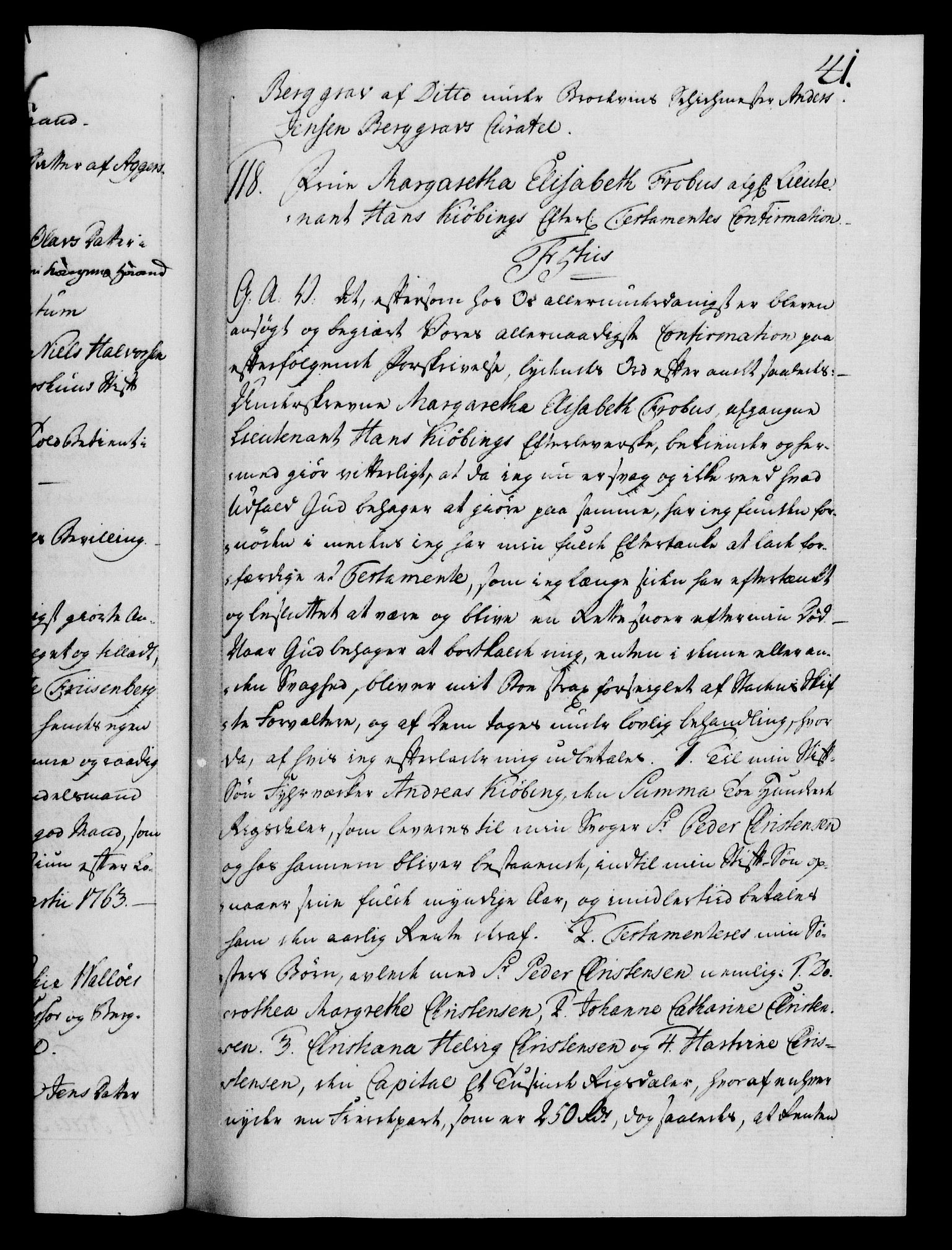 Danske Kanselli 1572-1799, AV/RA-EA-3023/F/Fc/Fca/Fcaa/L0042: Norske registre, 1763-1766, s. 41a