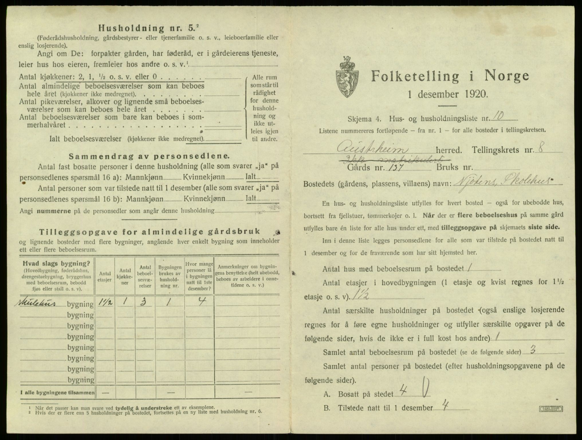 SAB, Folketelling 1920 for 1264 Austrheim herred, 1920, s. 402