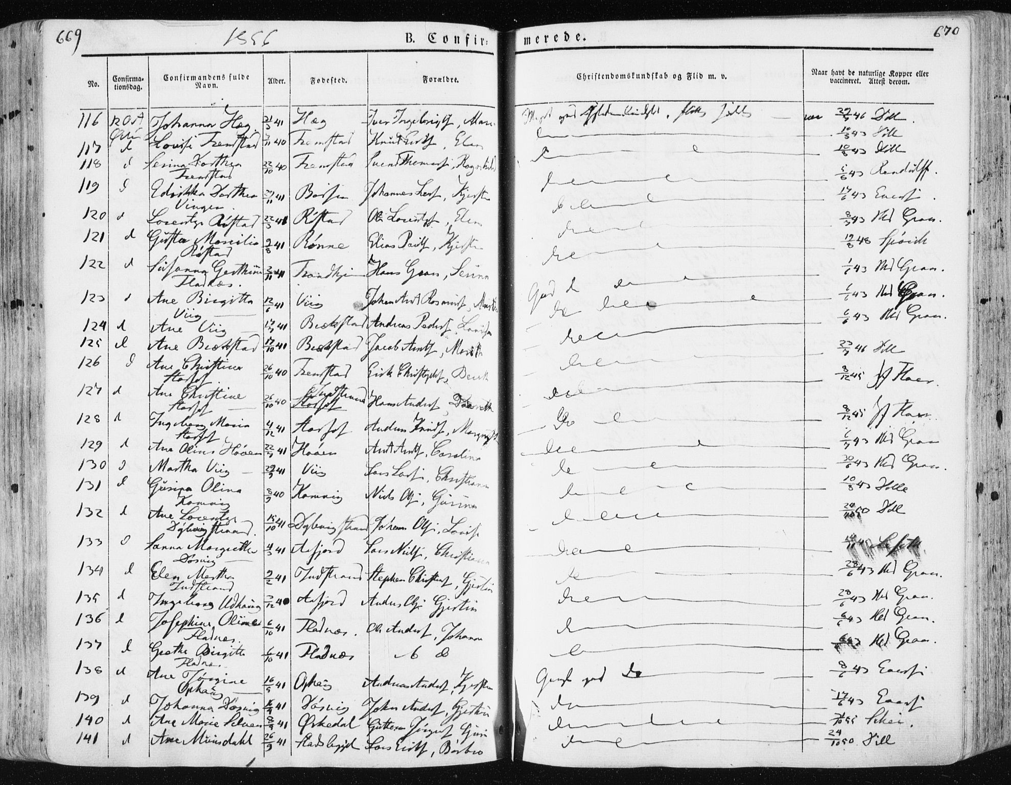 Ministerialprotokoller, klokkerbøker og fødselsregistre - Sør-Trøndelag, SAT/A-1456/659/L0736: Ministerialbok nr. 659A06, 1842-1856, s. 669-670