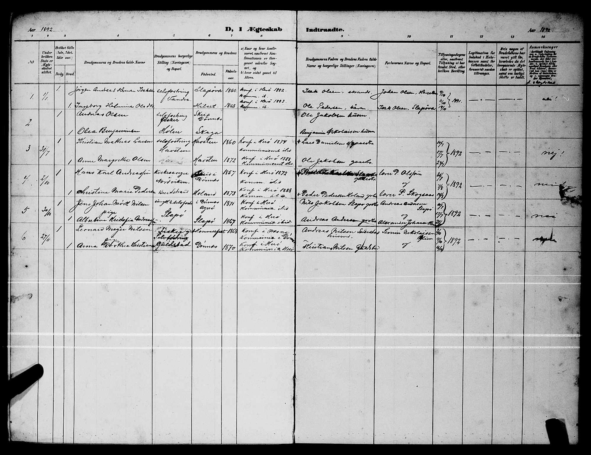 Ministerialprotokoller, klokkerbøker og fødselsregistre - Nordland, AV/SAT-A-1459/836/L0537: Klokkerbok nr. 836C01, 1892-1900