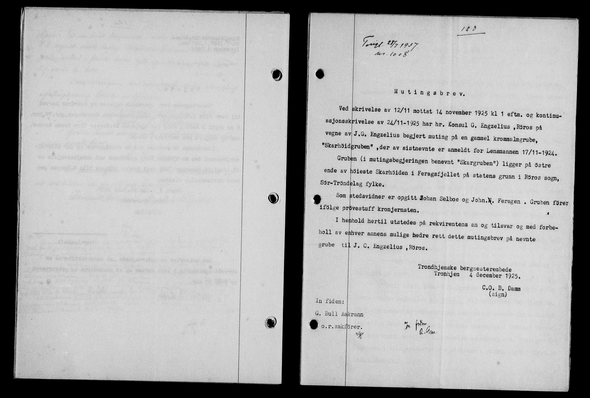 Gauldal sorenskriveri, SAT/A-0014/1/2/2C/L0047: Pantebok nr. 50-51, 1937-1937, Dagboknr: 1008/1937