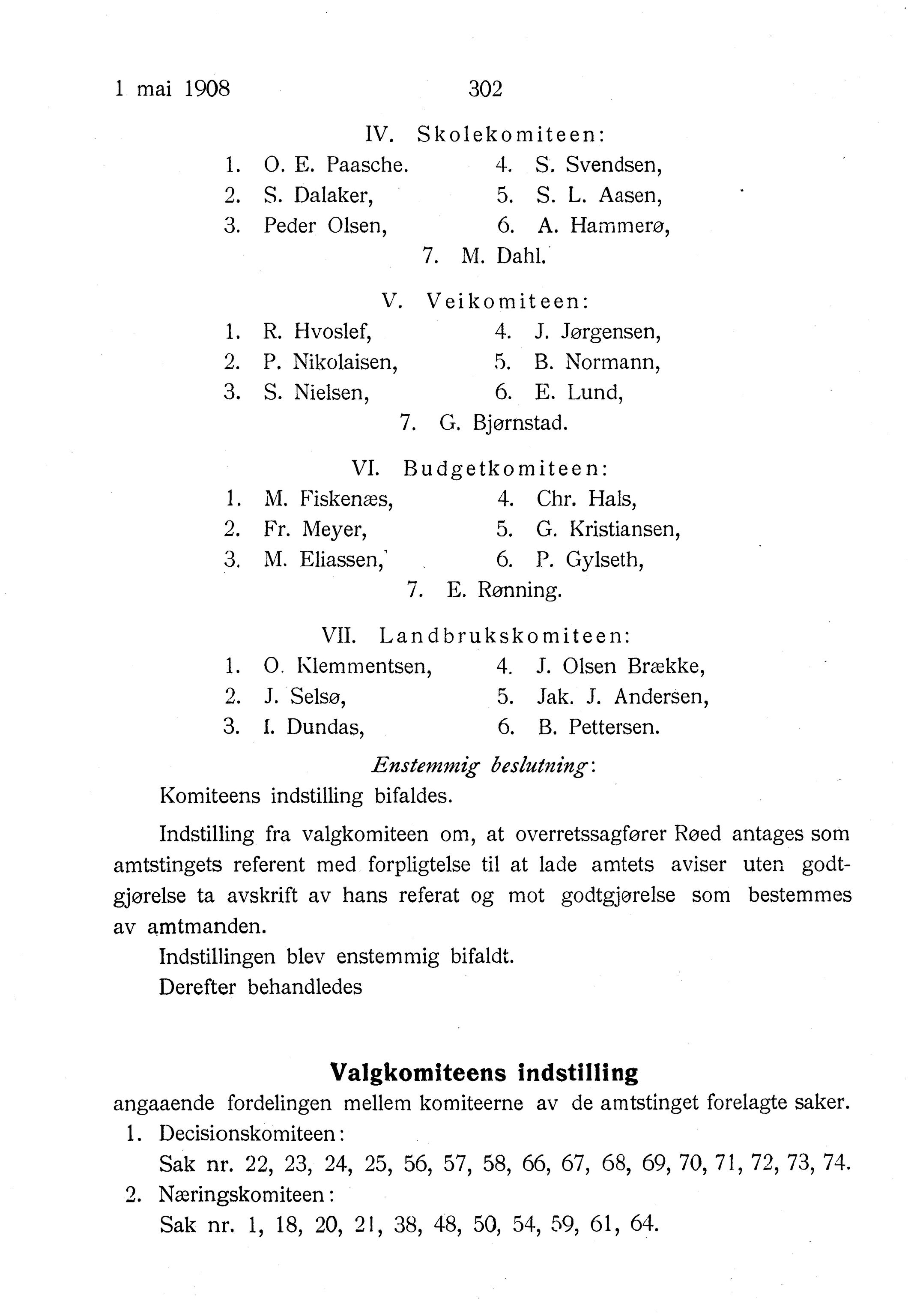 Nordland Fylkeskommune. Fylkestinget, AIN/NFK-17/176/A/Ac/L0031: Fylkestingsforhandlinger 1908, 1908