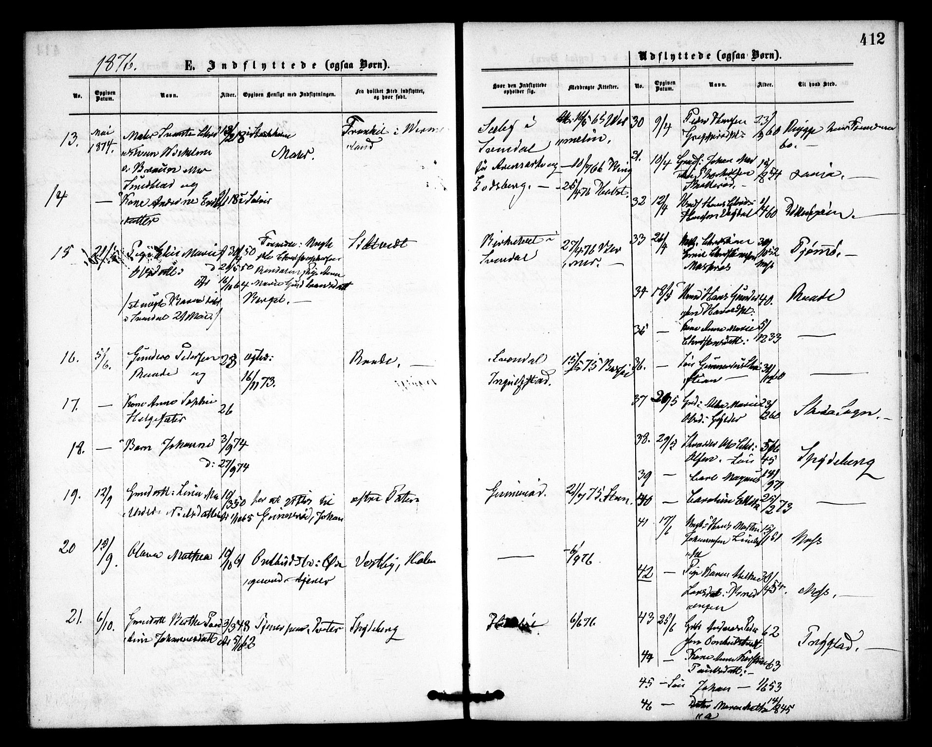 Våler prestekontor Kirkebøker, AV/SAO-A-11083/F/Fa/L0009: Ministerialbok nr. I 9, 1873-1877, s. 412