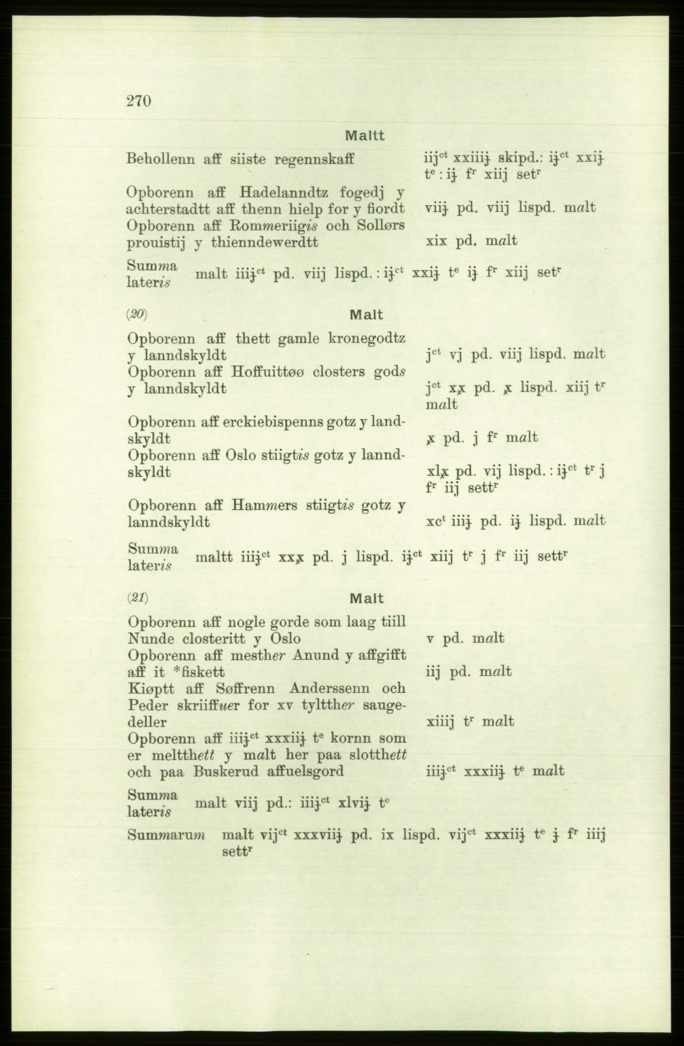 Publikasjoner utgitt av Arkivverket, PUBL/PUBL-001/C/0001: Bind 1: Rekneskap for Akershus len 1557-1558, 1557-1558, s. 270