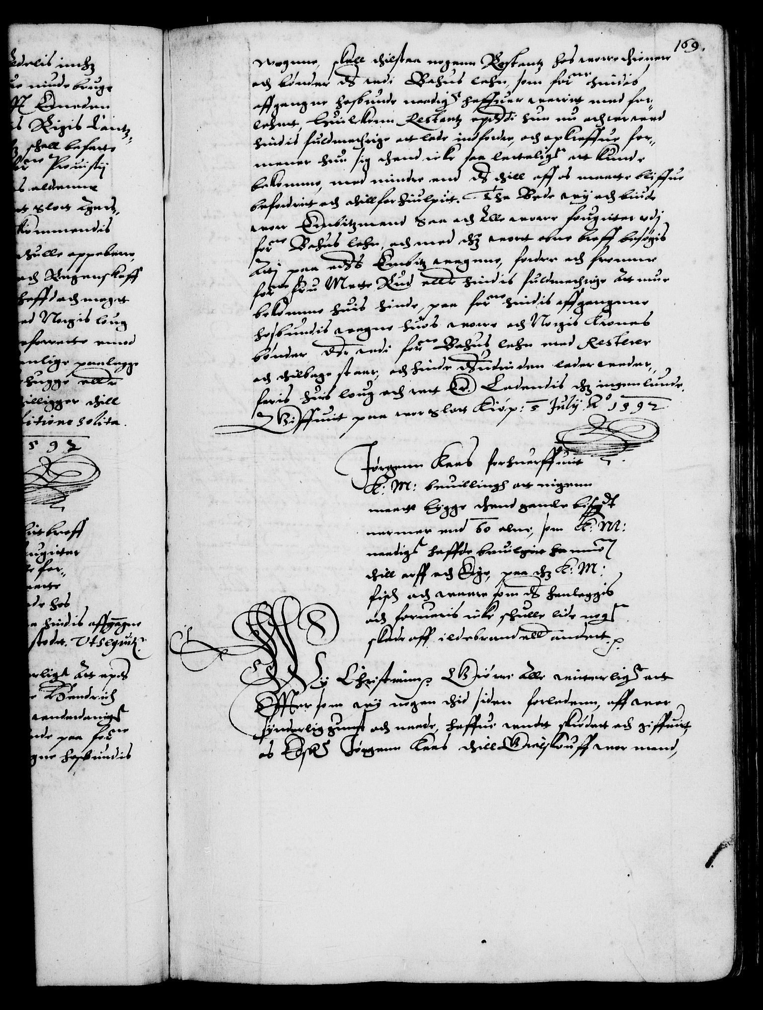 Danske Kanselli 1572-1799, RA/EA-3023/F/Fc/Fca/Fcaa/L0002: Norske registre (mikrofilm), 1588-1596, s. 169a