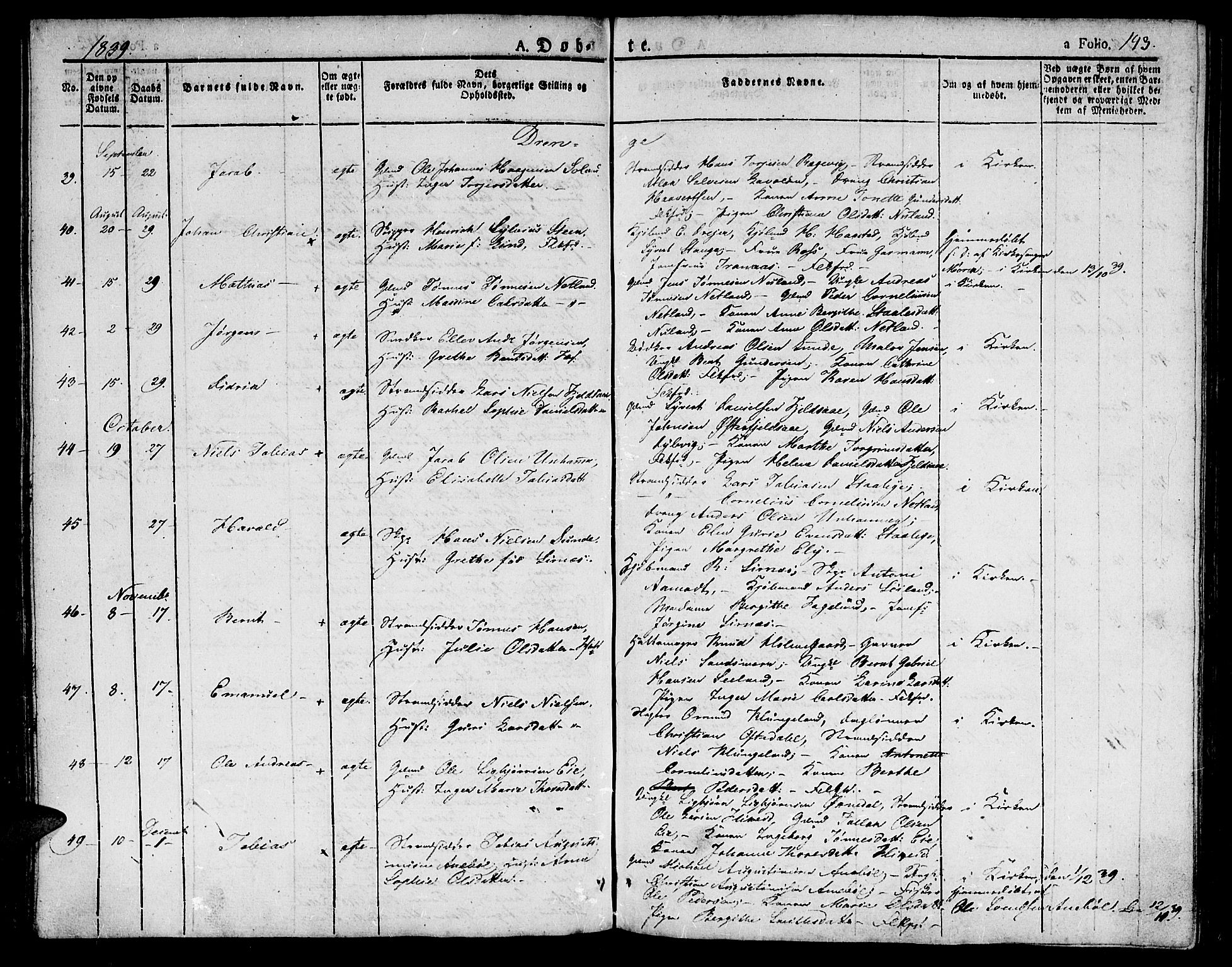 Flekkefjord sokneprestkontor, AV/SAK-1111-0012/F/Fb/Fbc/L0004: Klokkerbok nr. B 4, 1827-1846, s. 143