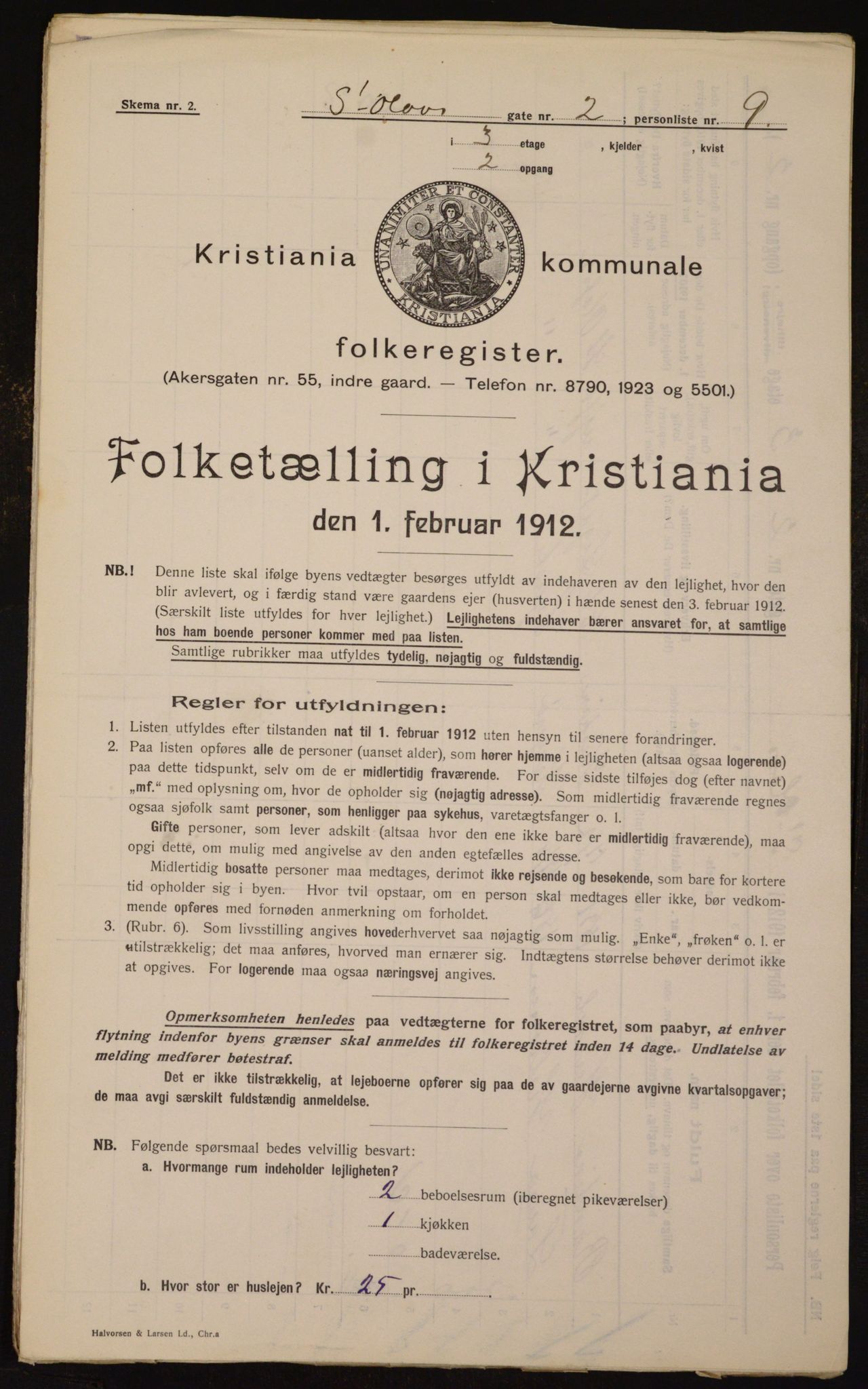 OBA, Kommunal folketelling 1.2.1912 for Kristiania, 1912, s. 88203