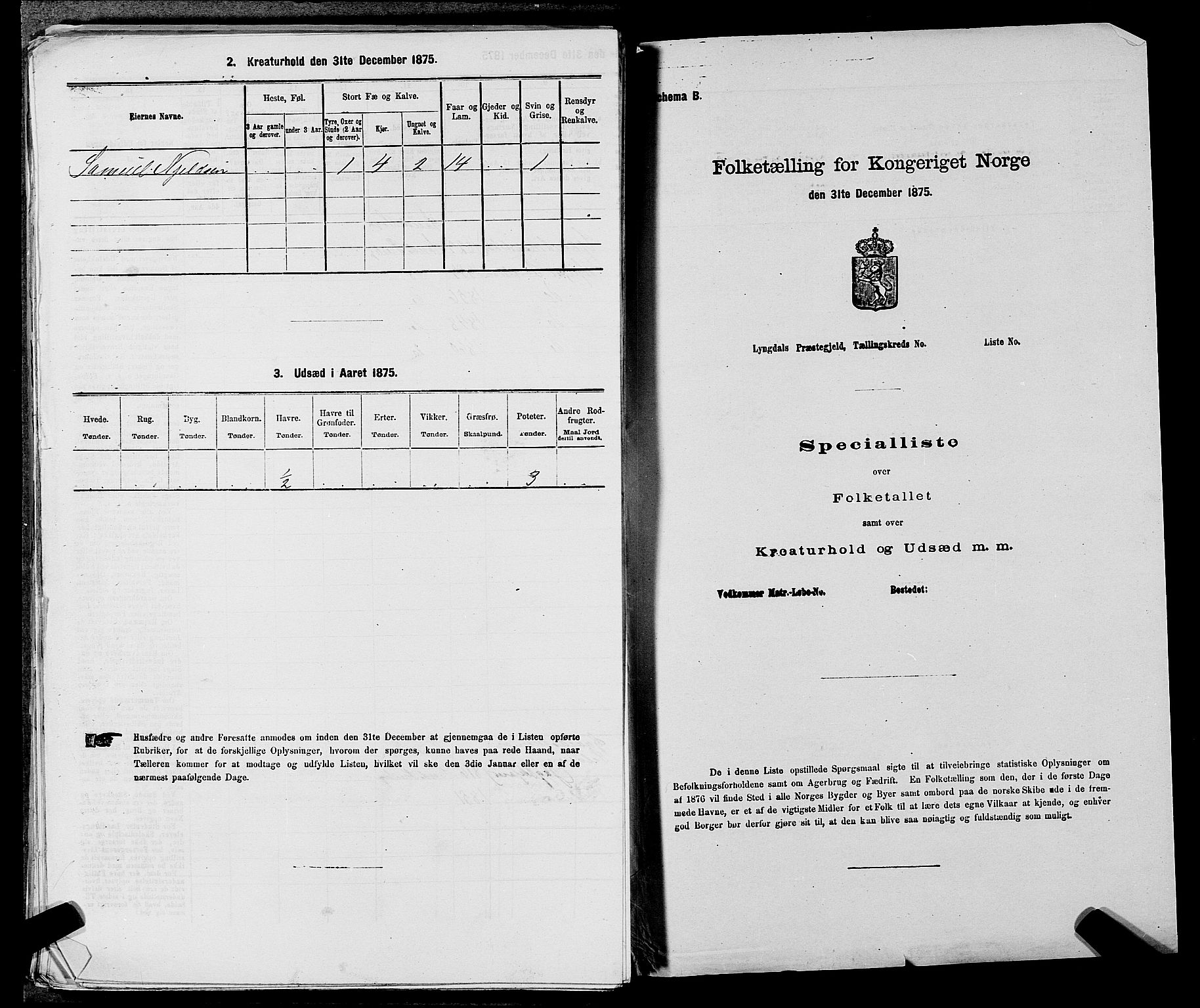 SAST, Folketelling 1875 for 1136P Sand prestegjeld, 1875, s. 844