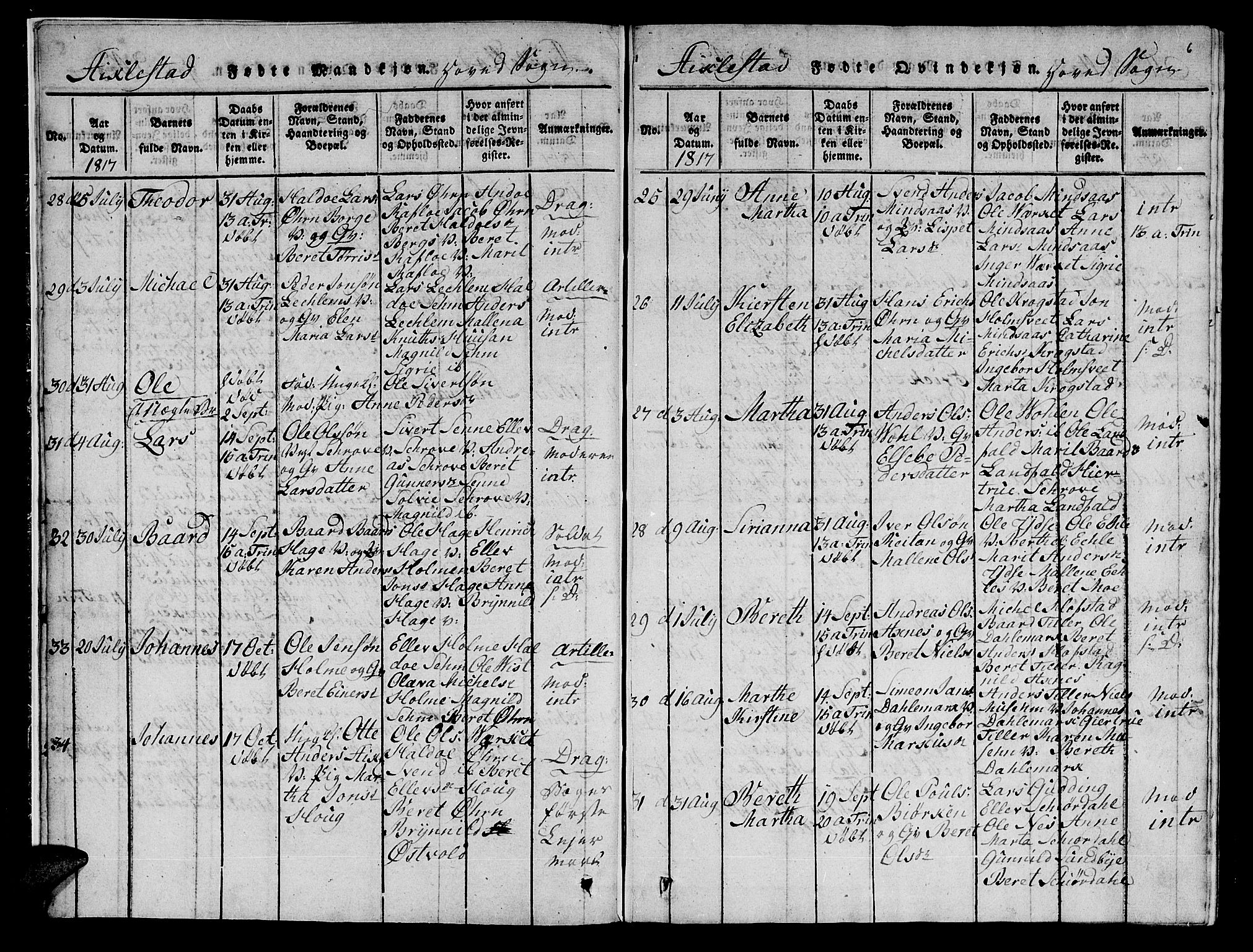 Ministerialprotokoller, klokkerbøker og fødselsregistre - Nord-Trøndelag, SAT/A-1458/723/L0251: Klokkerbok nr. 723C01 /1, 1816-1831, s. 6