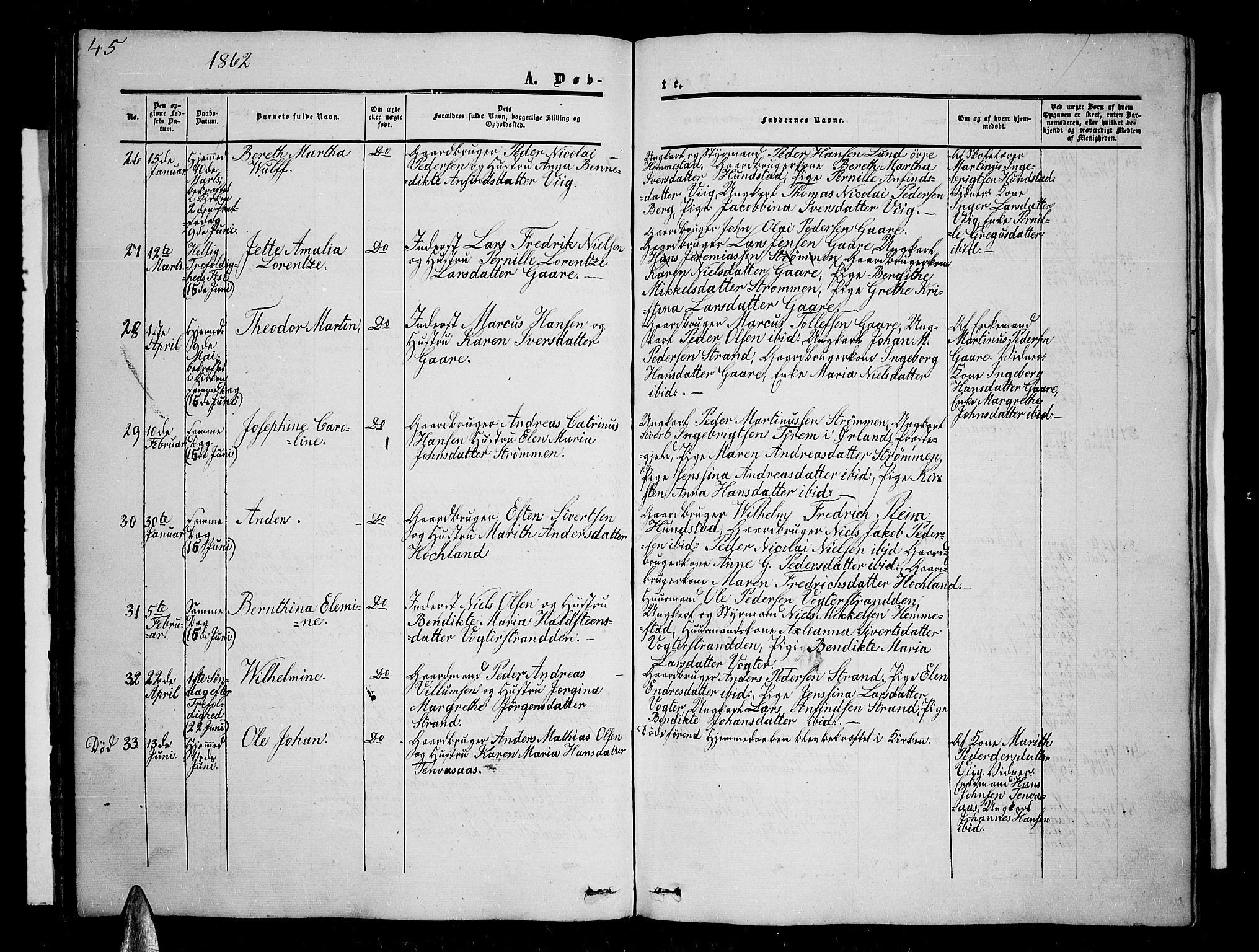 Kvæfjord sokneprestkontor, AV/SATØ-S-1323/G/Ga/Gab/L0003klokker: Klokkerbok nr. 3, 1856-1870, s. 45