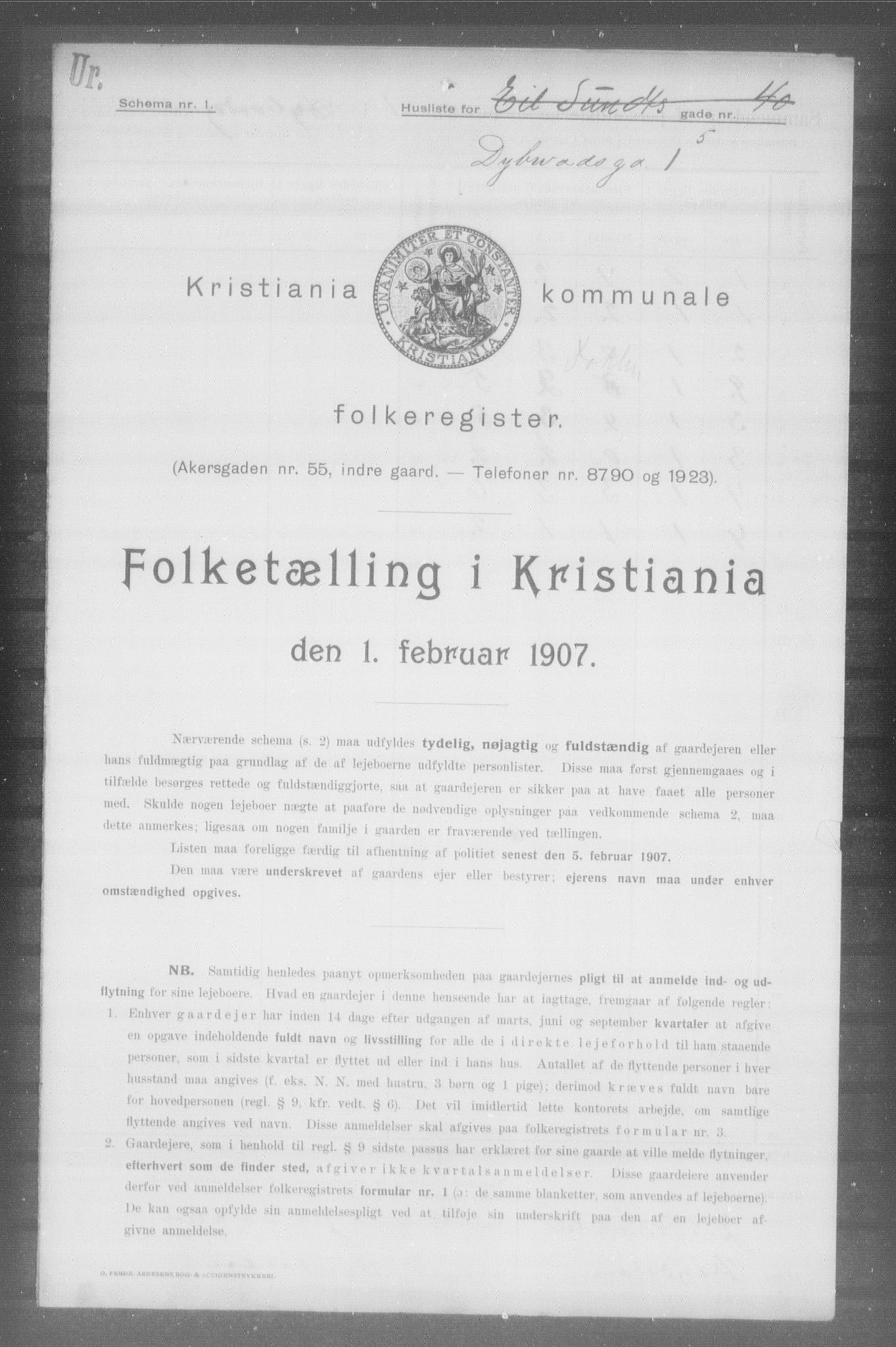 OBA, Kommunal folketelling 1.2.1907 for Kristiania kjøpstad, 1907, s. 8890