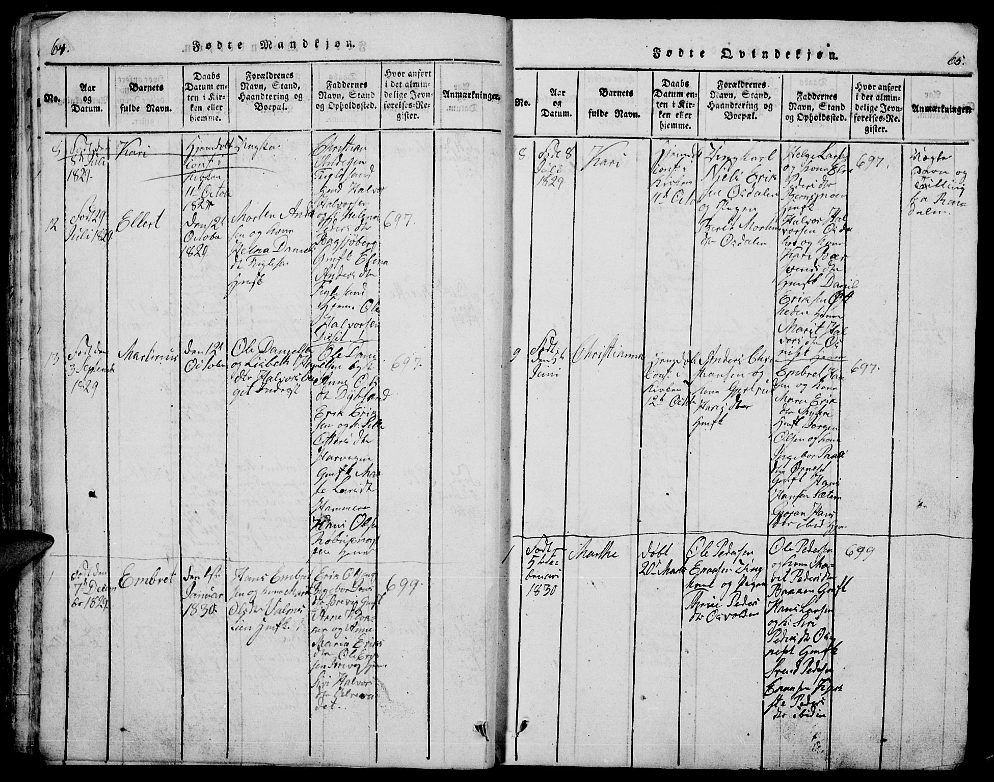 Trysil prestekontor, AV/SAH-PREST-046/H/Ha/Hab/L0005: Klokkerbok nr. 5, 1814-1877, s. 64-65